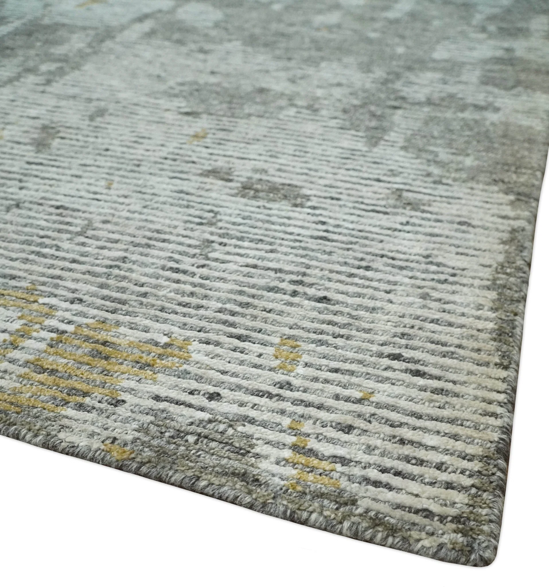 8x10 Silver and Charcoal Modern Abstract Handmade Wool Area Rug - Image 5