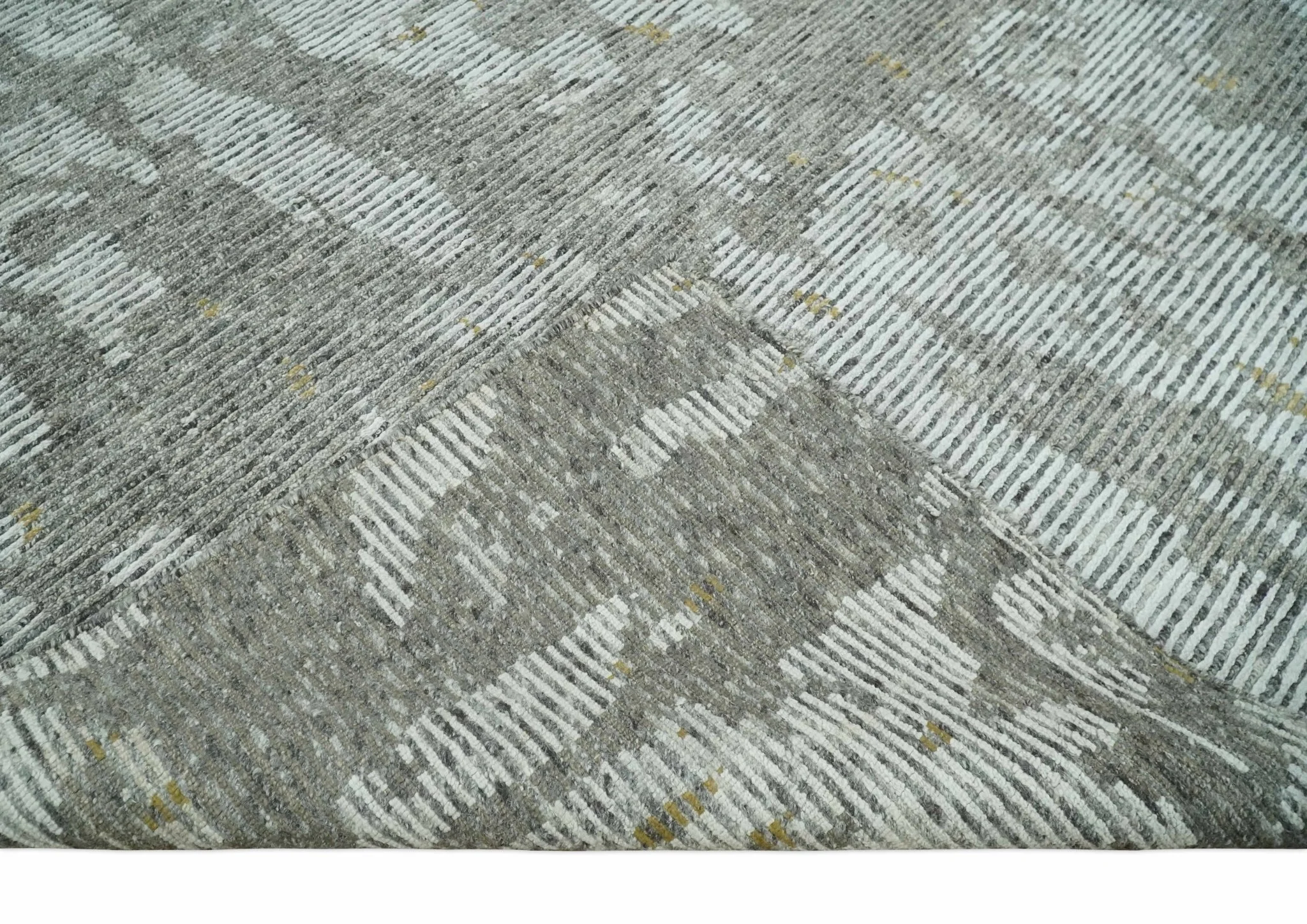 8x10 Silver and Charcoal Modern Abstract Handmade Wool Area Rug - Image 7