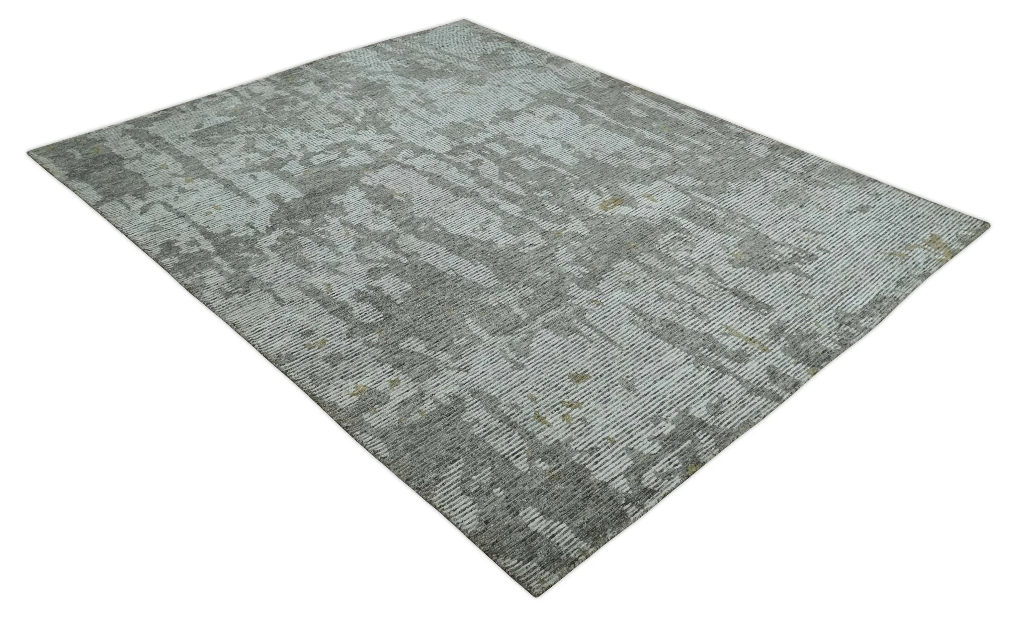 8x10 Silver and Charcoal Modern Abstract Handmade Wool Area Rug - Image 9