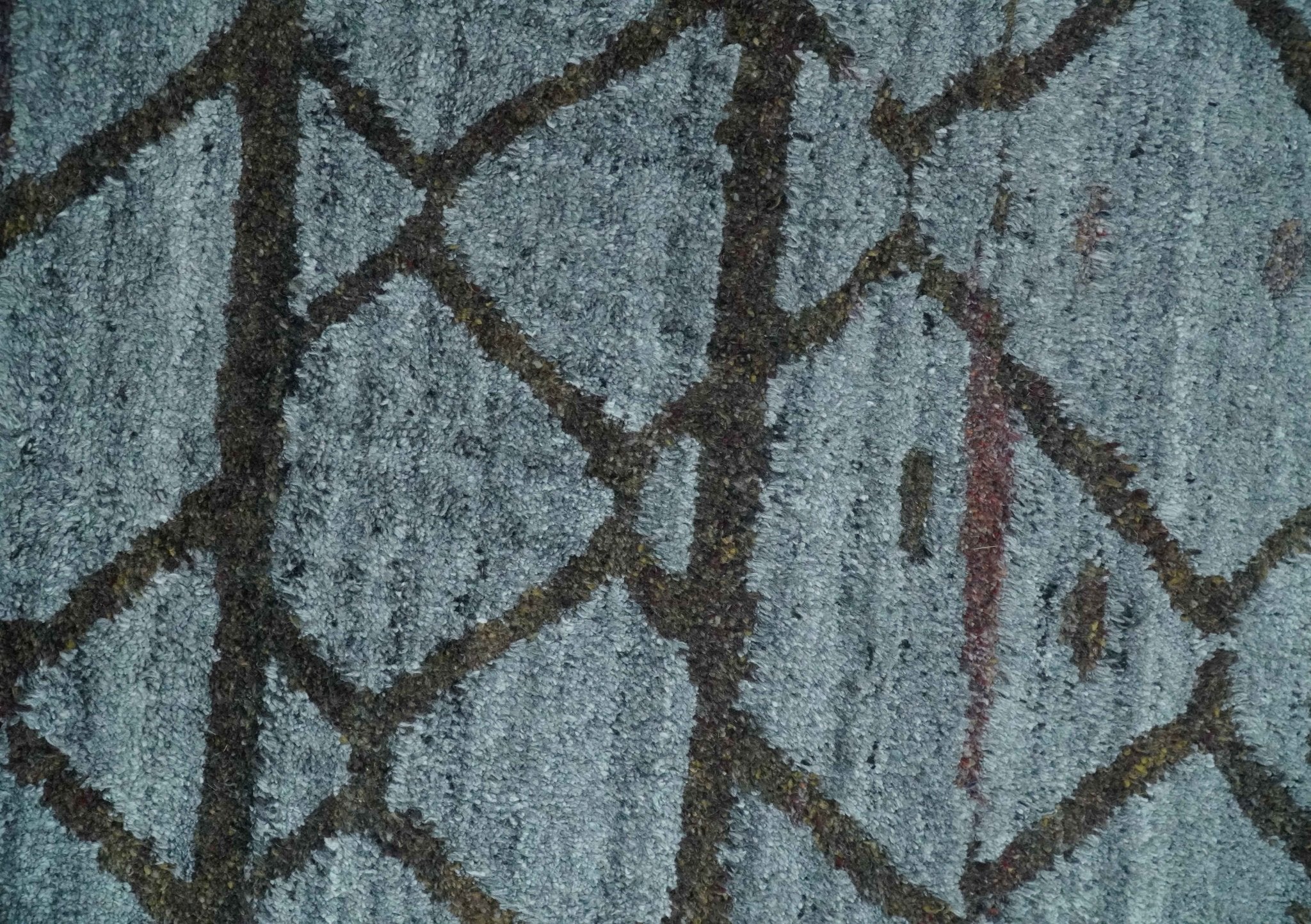 Tribal Design 8x10 Silver, Charcoal and gray Stripes Handmade Wool Area Rug - Image 10