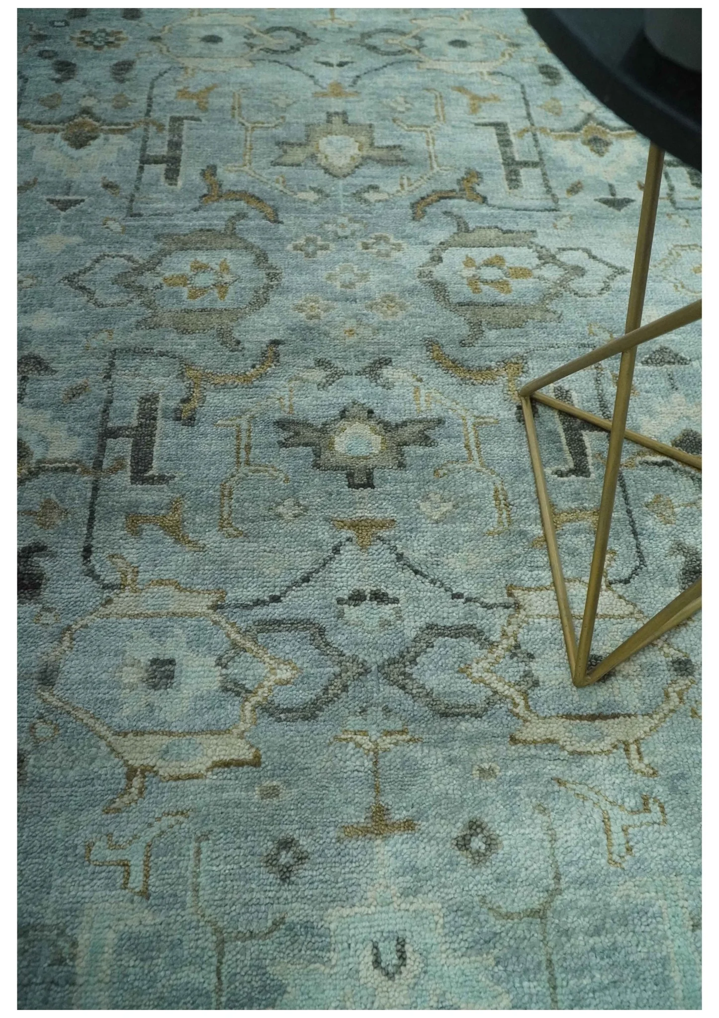 8x10 Traditional Hand Knotted Blue and Ivory Hand Knotted wool area Rug - Image 2