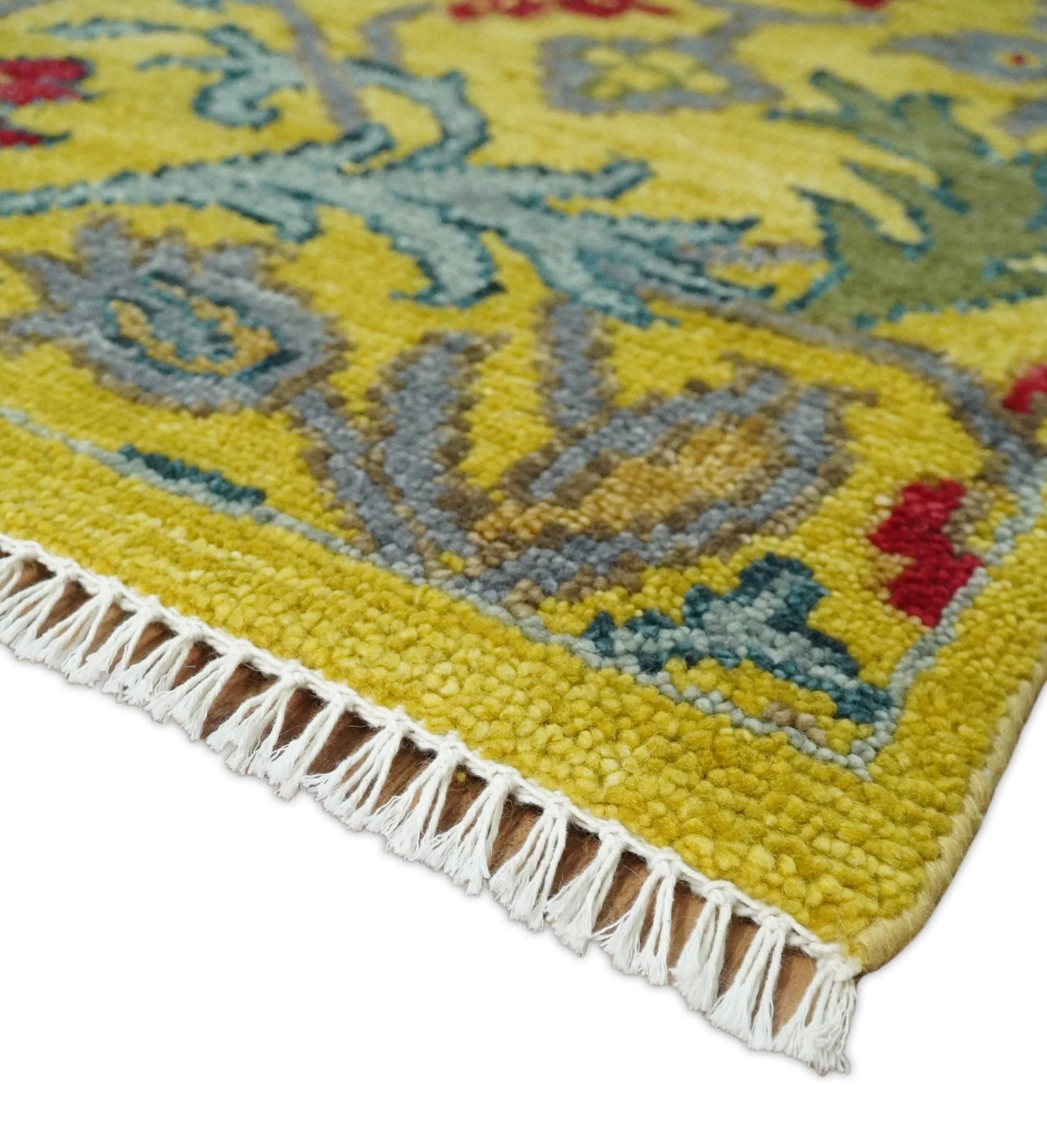 8x10 Wool Blue, Gold and Red Vibrant Colorful Traditional Eclectic Hand knotted Bohemian Area Rug | TRDCP318810 - Image 10