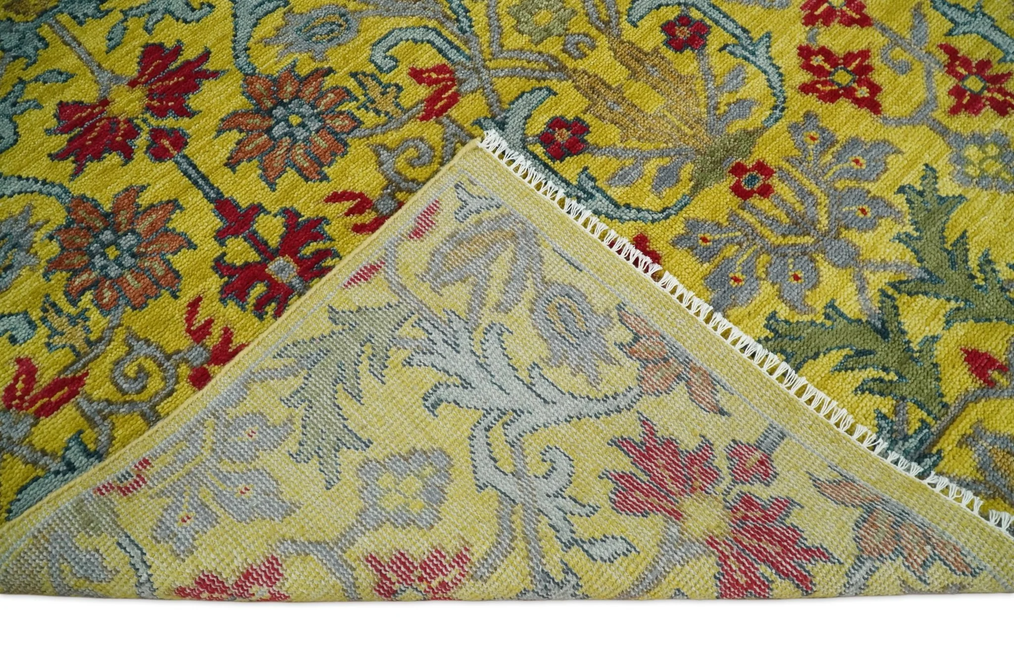 8x10 Wool Blue, Gold and Red Vibrant Colorful Traditional Eclectic Hand knotted Bohemian Area Rug | TRDCP318810 - Image 5