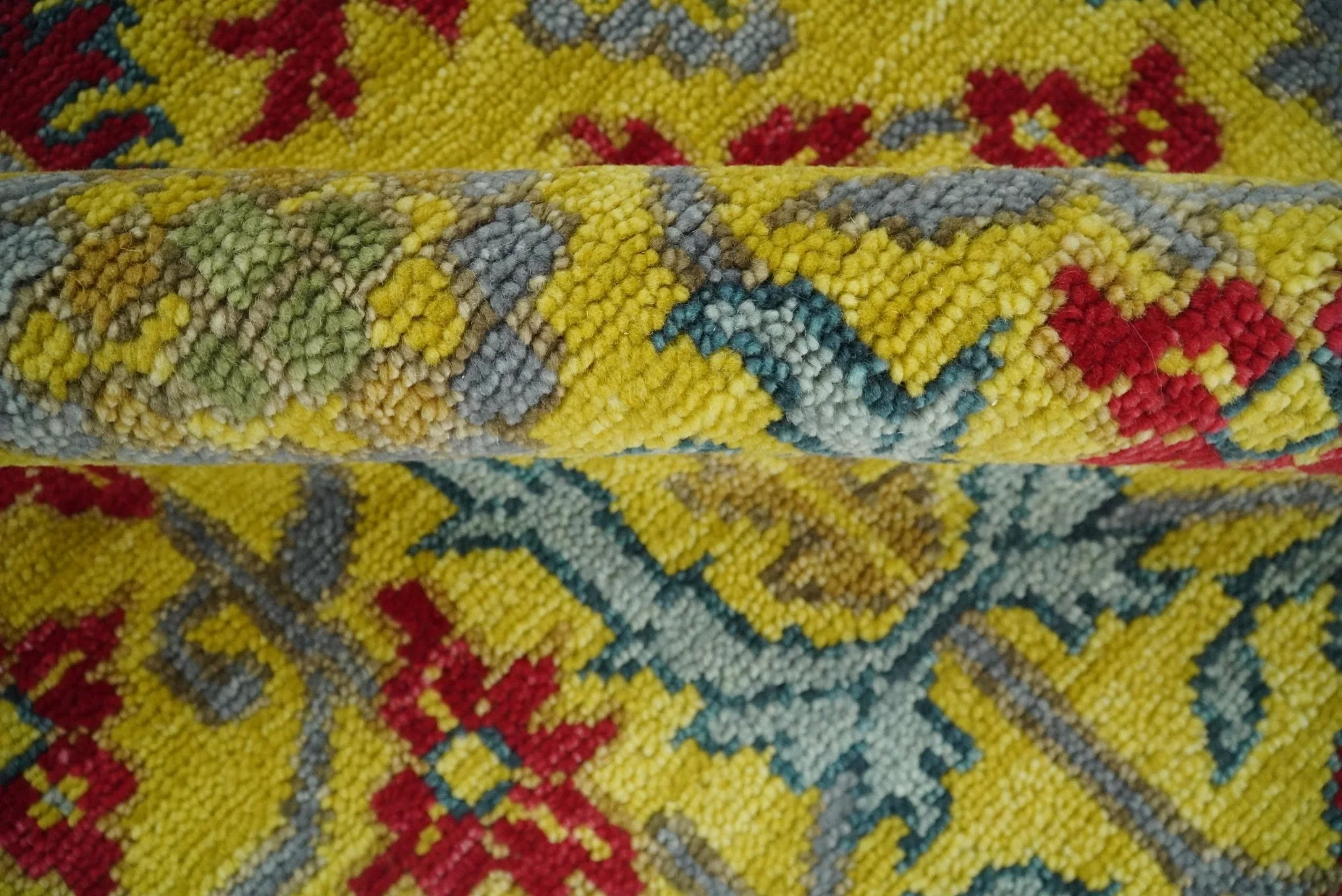 8x10 Wool Blue, Gold and Red Vibrant Colorful Traditional Eclectic Hand knotted Bohemian Area Rug | TRDCP318810 - Image 6