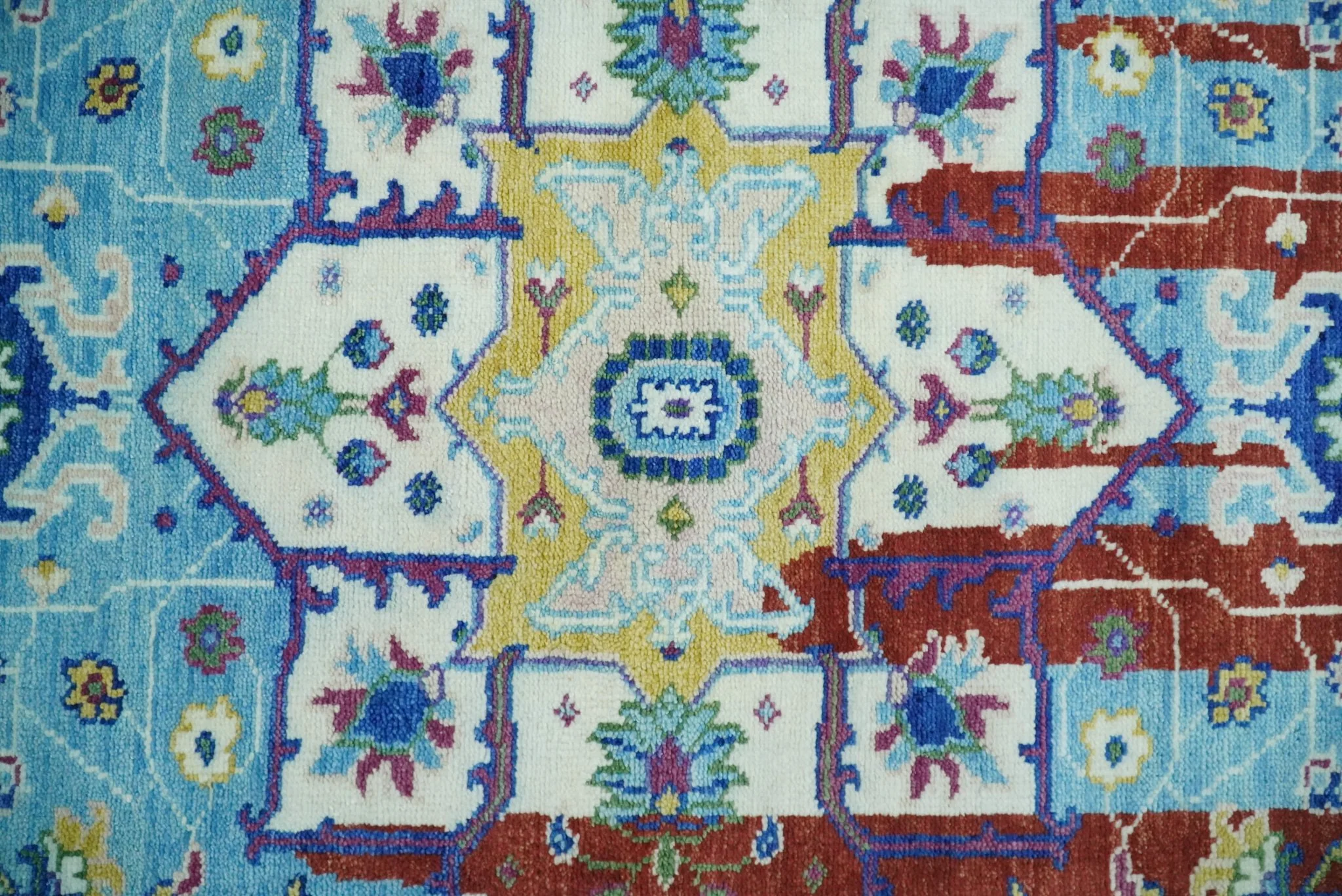 8x10 Wool Blue and Red Abstract Vibrant Colorful Hand knotted Heriz Serapi Area Rug | TRDCP306810 - Image 7