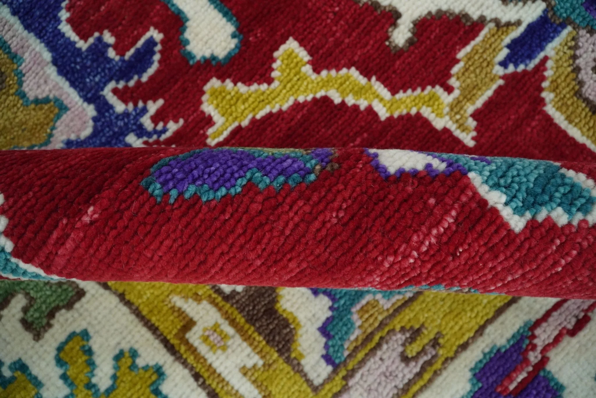 8x10 Wool Red and White Colorful Traditional Oushak Eclectic Hand knotted Bohemian Area Rug | TRDCP319810 - Image 4