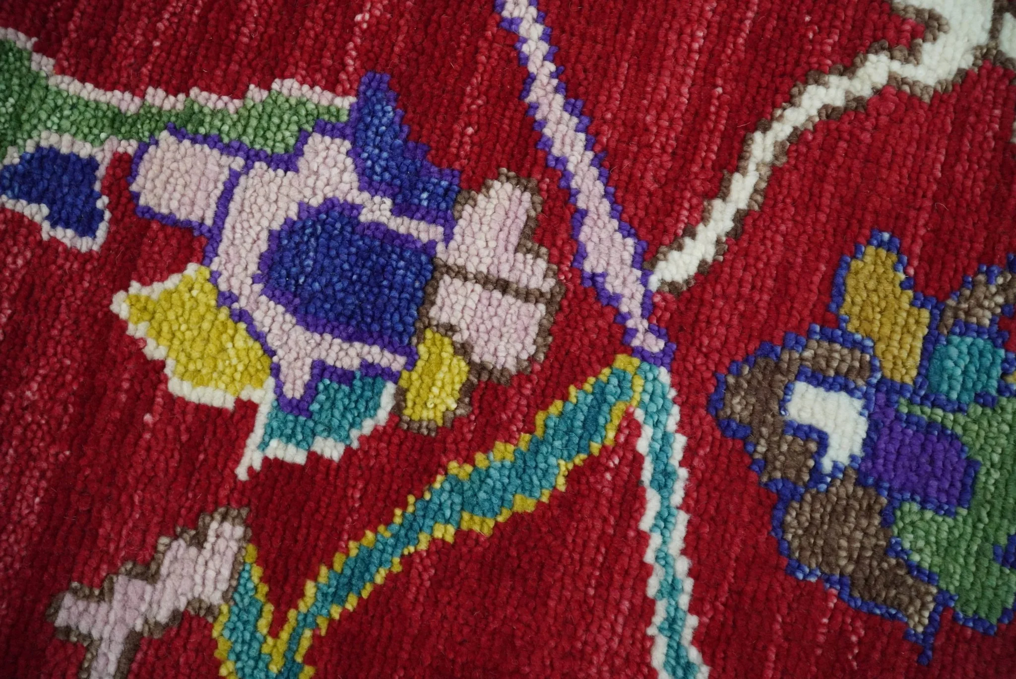 8x10 Wool Red and White Colorful Traditional Oushak Eclectic Hand knotted Bohemian Area Rug | TRDCP319810 - Image 5