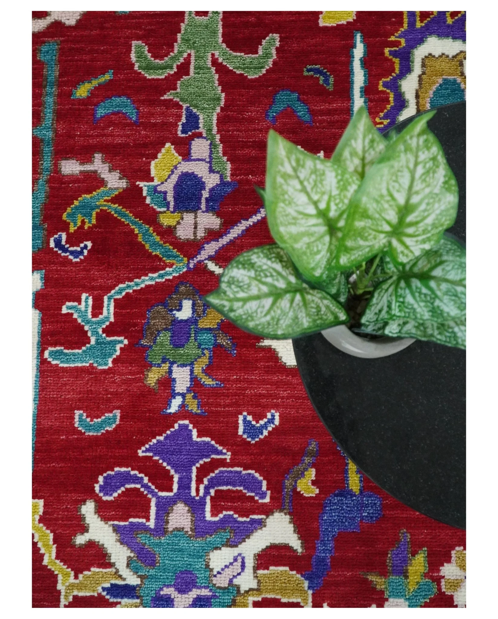 8x10 Wool Red and White Colorful Traditional Oushak Eclectic Hand knotted Bohemian Area Rug | TRDCP319810 - Image 7