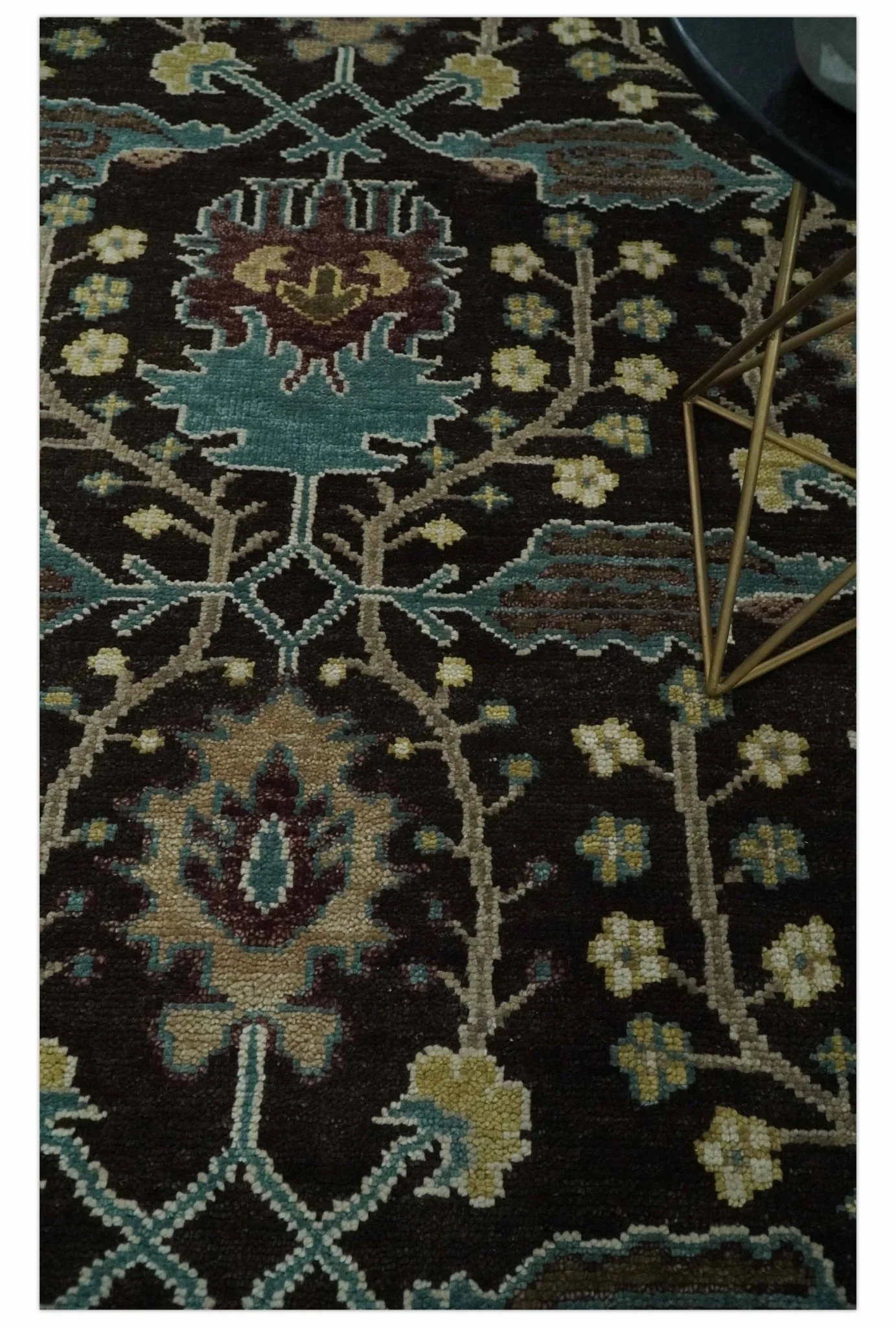 8x10 Wool Traditional Black, Beige and Blue Antique Style Hand knotted Oushak Area Rug | TRDCP1500810S - Image 2
