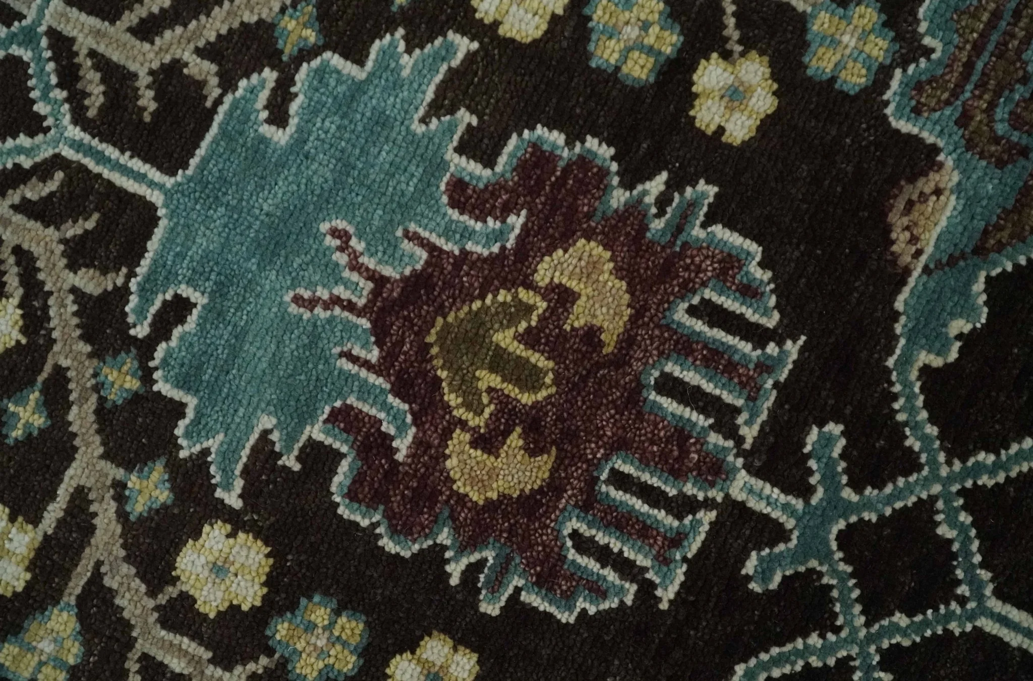 8x10 Wool Traditional Black, Beige and Blue Antique Style Hand knotted Oushak Area Rug | TRDCP1500810S - Image 4