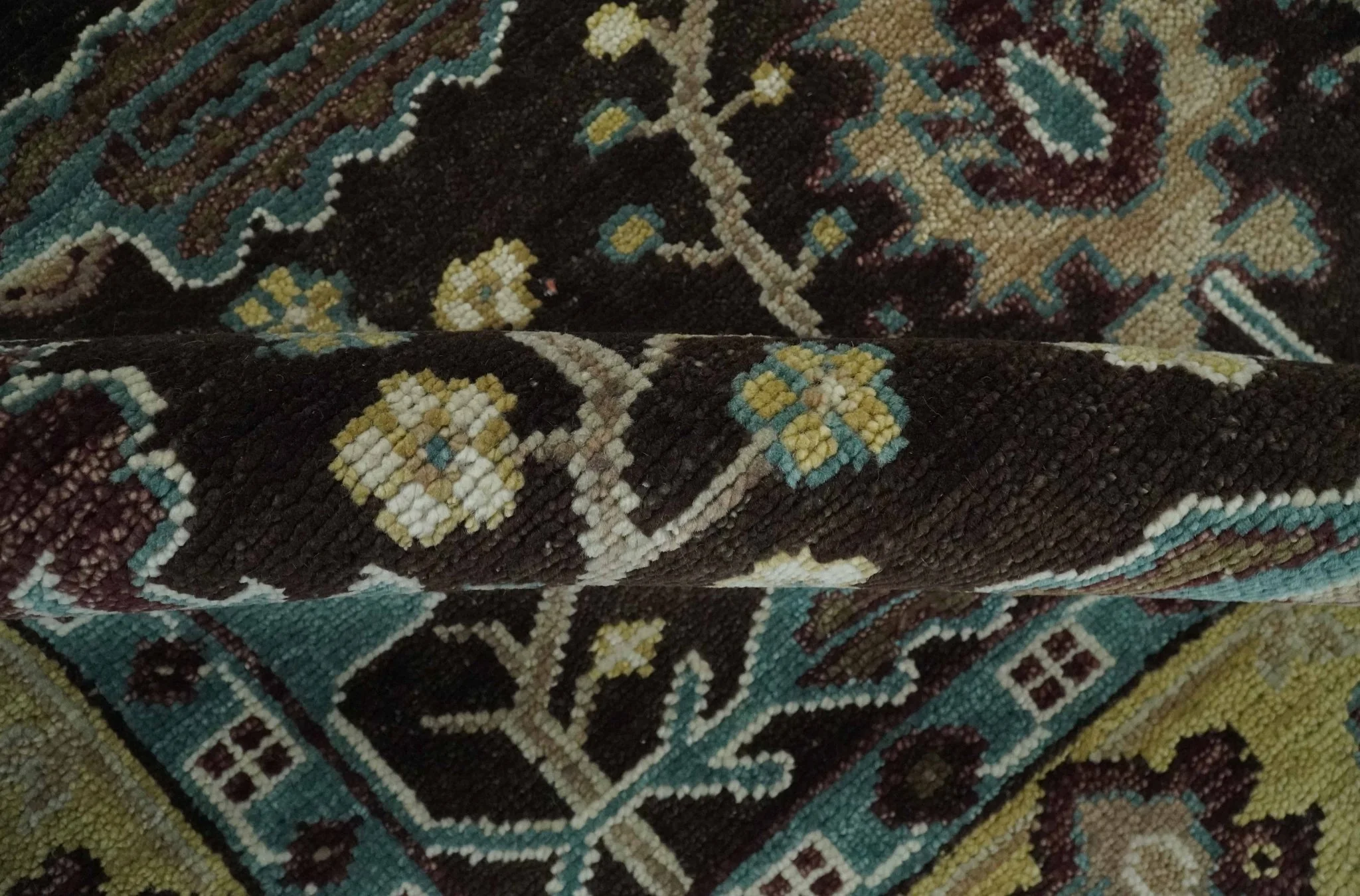 8x10 Wool Traditional Black, Beige and Blue Antique Style Hand knotted Oushak Area Rug | TRDCP1500810S - Image 8
