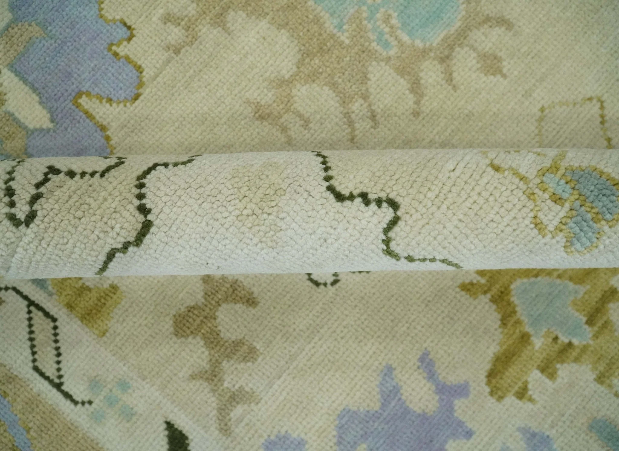 Fine Antique 8x10 Wool Traditional Persian Beige and Camel Hand knotted Oushak Area Rug | TRDCP1049810 - Image 10