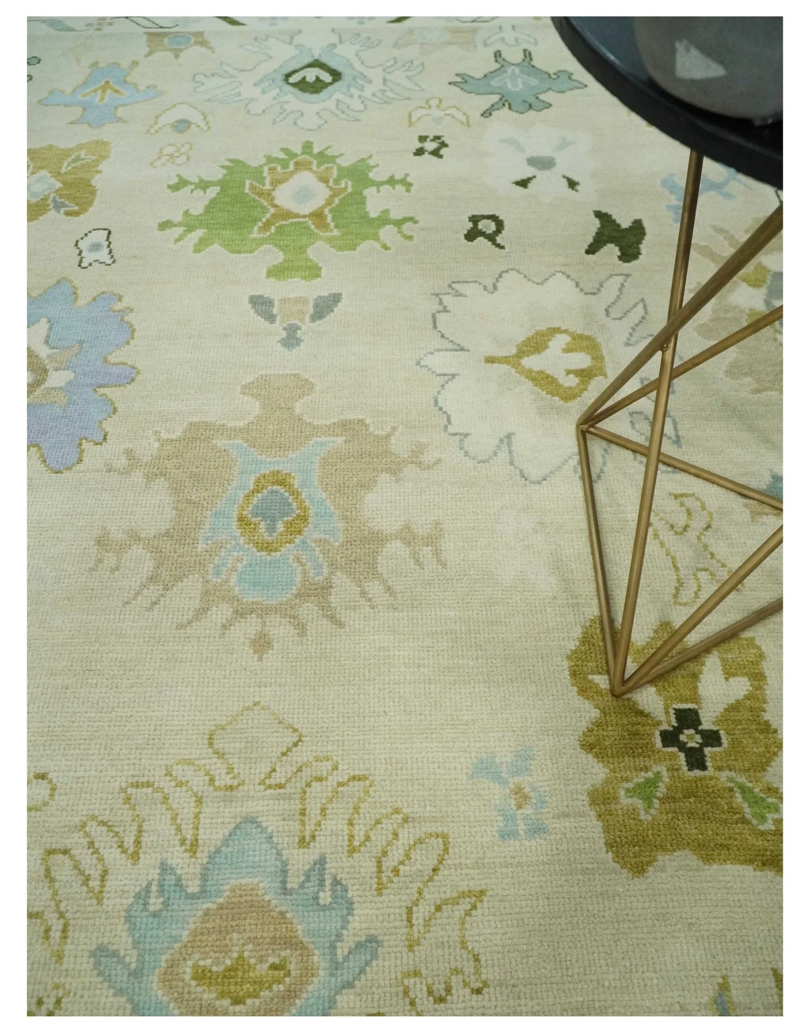 Fine Antique 8x10 Wool Traditional Persian Beige and Camel Hand knotted Oushak Area Rug | TRDCP1049810 - Image 2