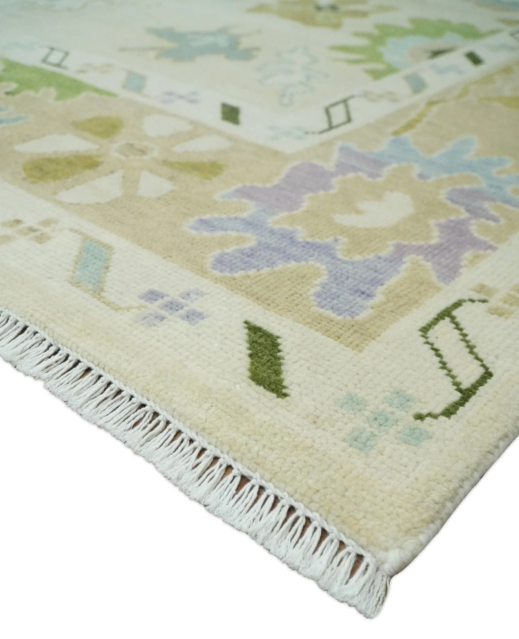 Fine Antique 8x10 Wool Traditional Persian Beige and Camel Hand knotted Oushak Area Rug | TRDCP1049810 - Image 5