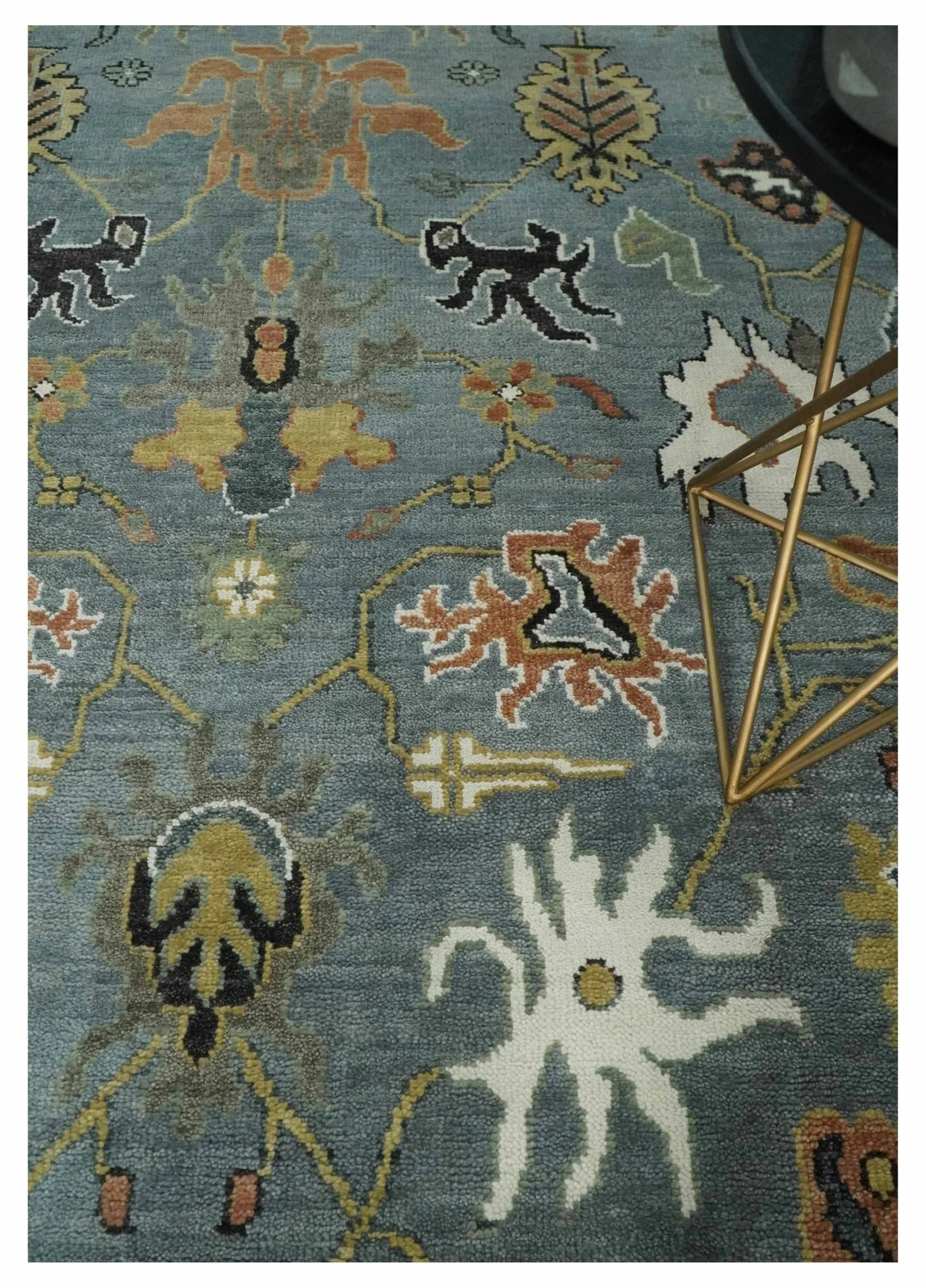 8x10 Wool Traditional Ivory and Gray Vibrant Colorful Hand knotted Oushak Area Rug | TRDCP1304810 - Image 2