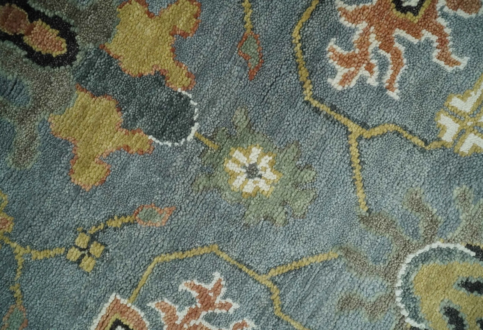 8x10 Wool Traditional Ivory and Gray Vibrant Colorful Hand knotted Oushak Area Rug | TRDCP1304810 - Image 4