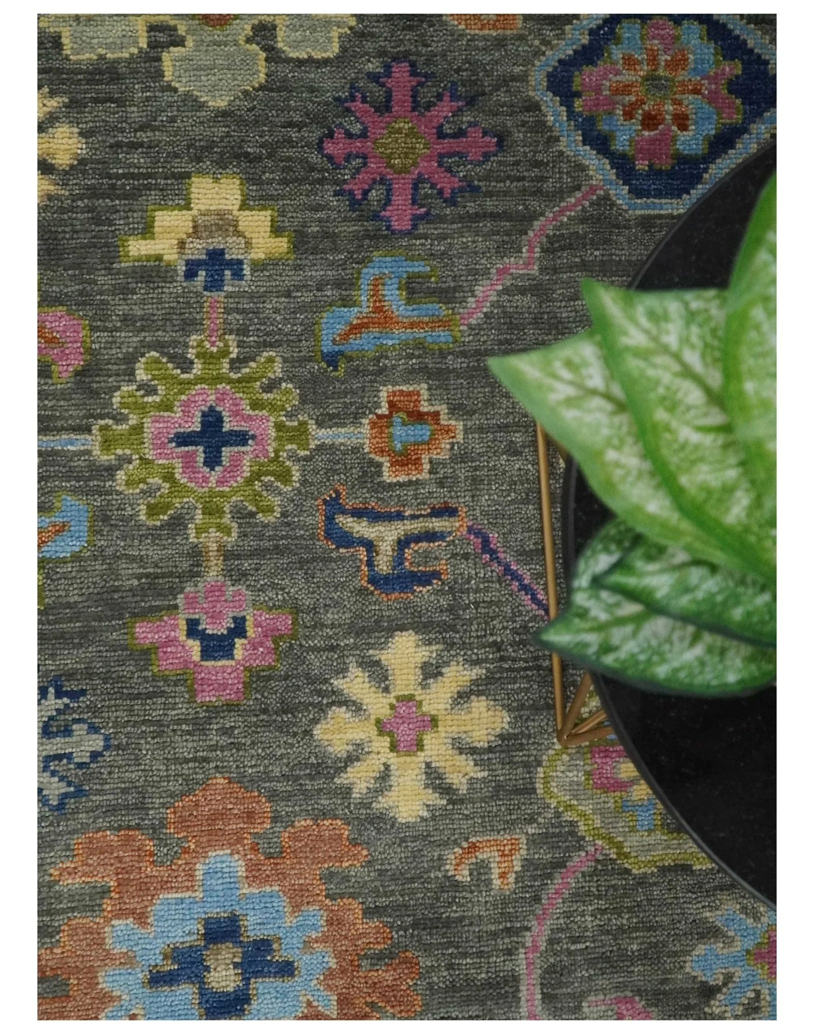 Antique Gray and Pink 5x8, 6x9, 8x10, 9x12, 10x14 and 12x15 Wool Traditional Persian Silver Vibrant Colorful Hand knotted Oushak Area Rug | TRDCP787 - Image 6