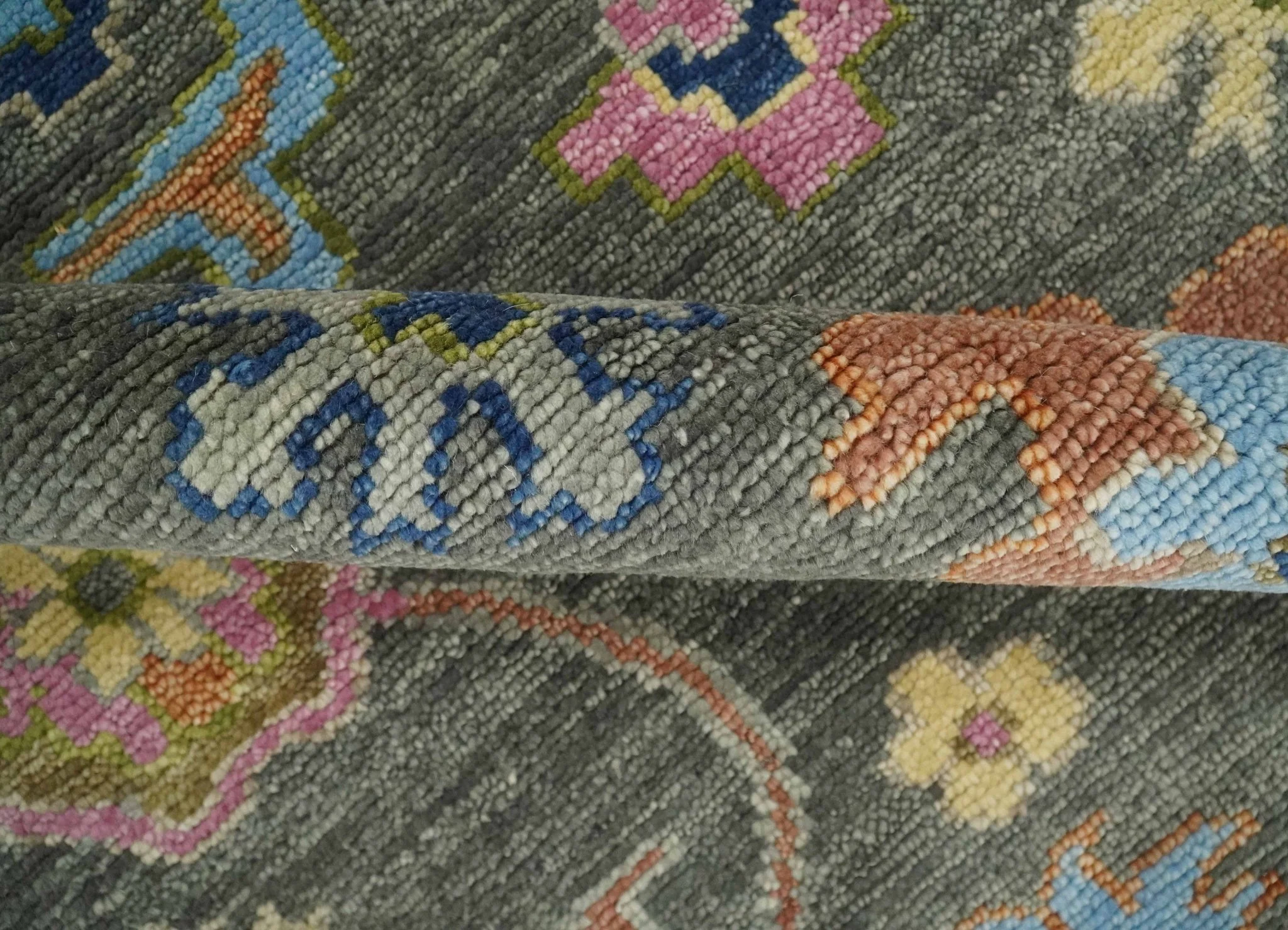 Antique Gray and Pink 5x8, 6x9, 8x10, 9x12, 10x14 and 12x15 Wool Traditional Persian Silver Vibrant Colorful Hand knotted Oushak Area Rug | TRDCP787 - Image 7