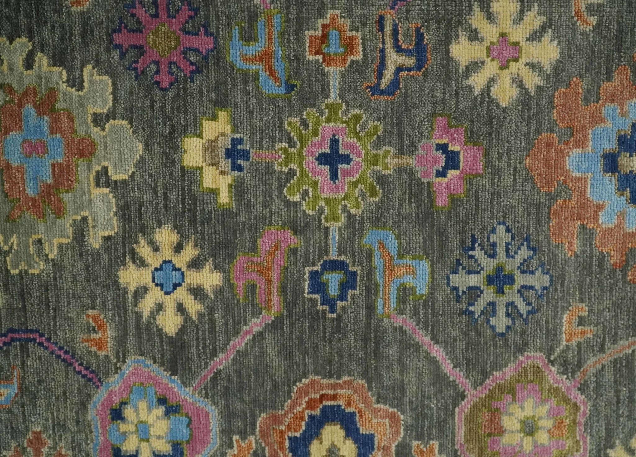 Antique Gray and Pink 5x8, 6x9, 8x10, 9x12, 10x14 and 12x15 Wool Traditional Persian Silver Vibrant Colorful Hand knotted Oushak Area Rug | TRDCP787 - Image 9