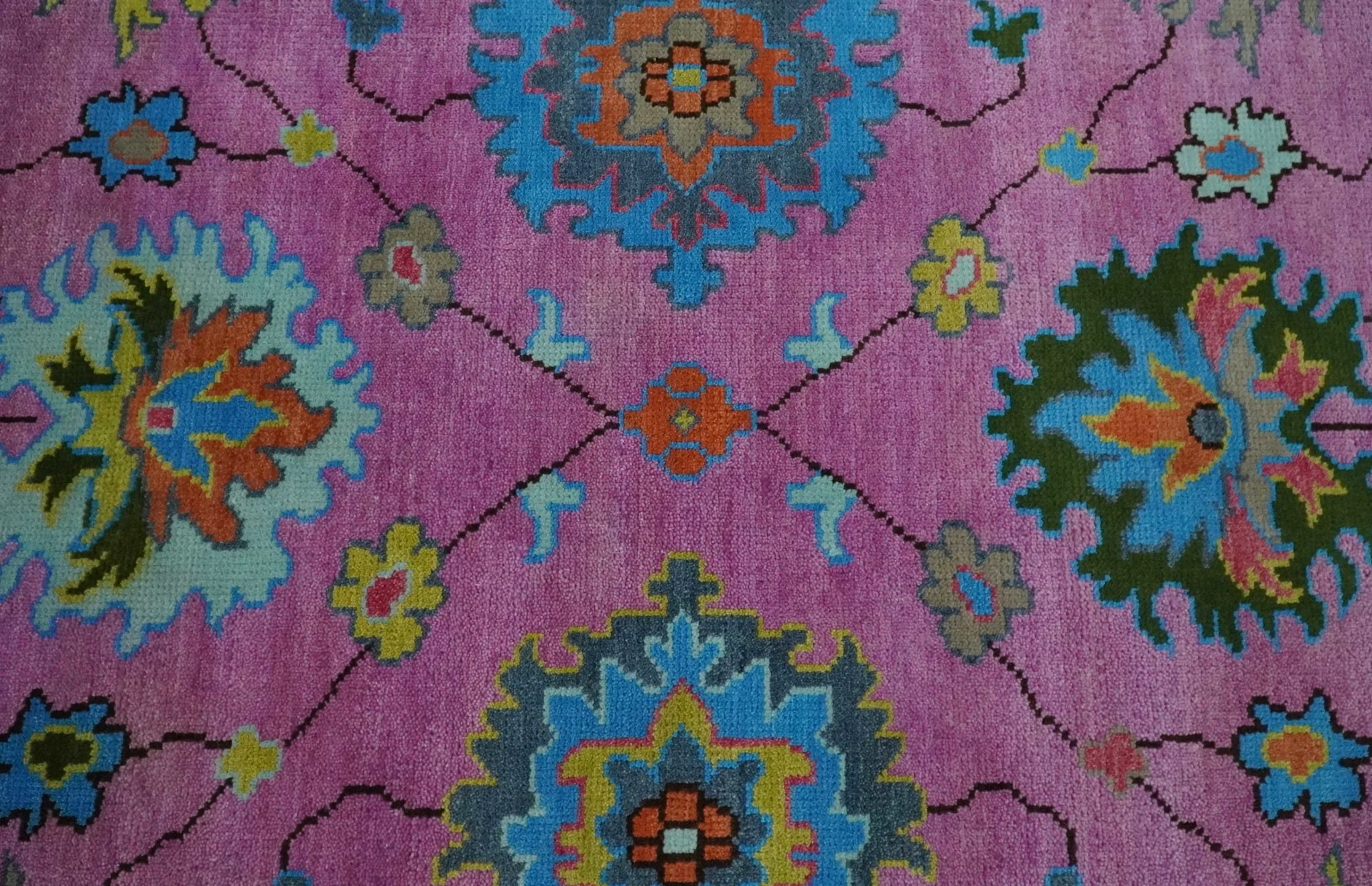 8x10 Wool Traditional Persian Pink, Gray and Blue Vibrant Colorful Hand knotted Oushak Area Rug | TRDCP844810 - Image 7