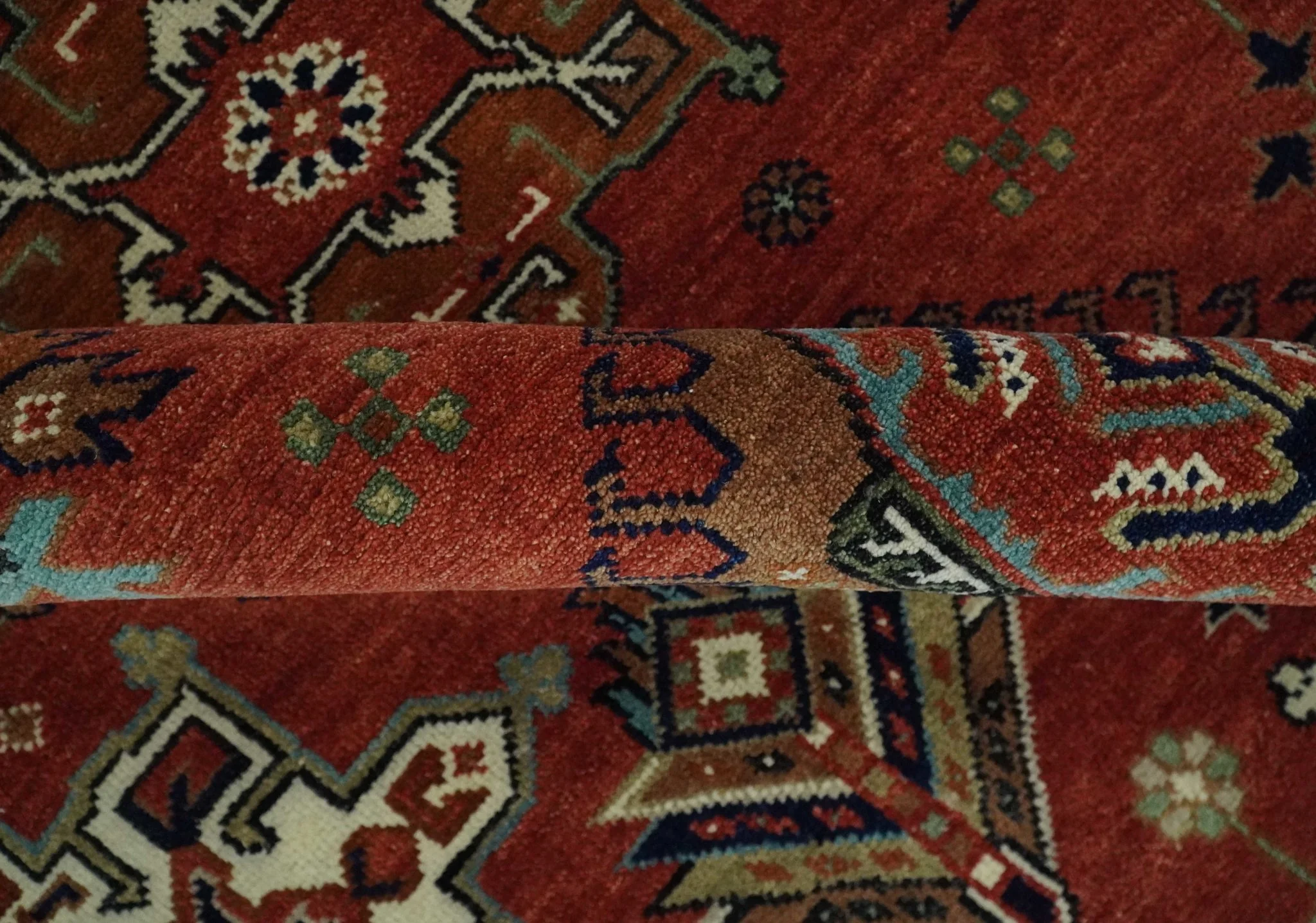 8x10 Wool Traditional Persian Rust and Black Hand knotted Serapi Area Rug | TRDCP1057810 - Image 10