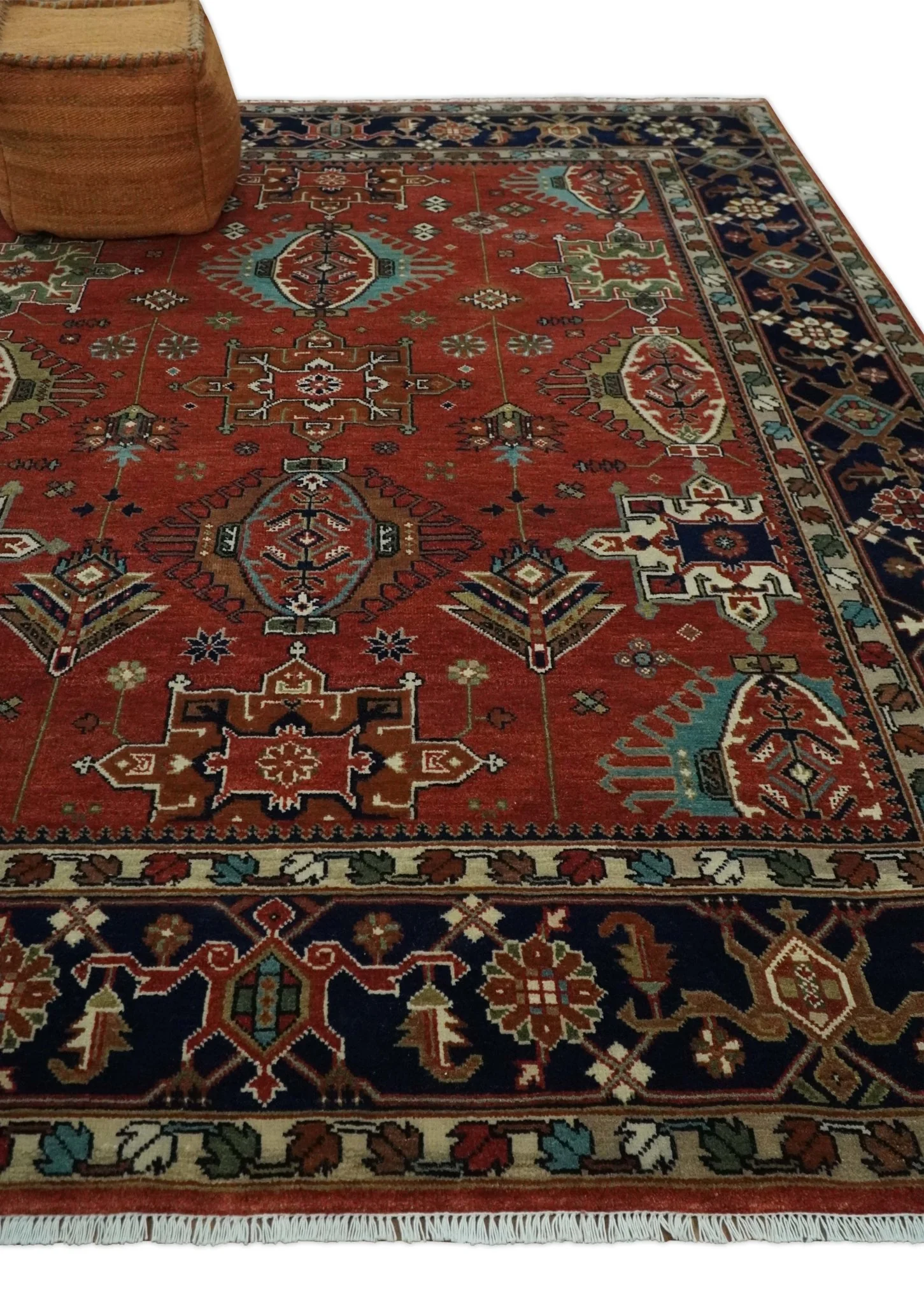 8x10 Wool Traditional Persian Rust and Black Hand knotted Serapi Area Rug | TRDCP1057810 - Image 3