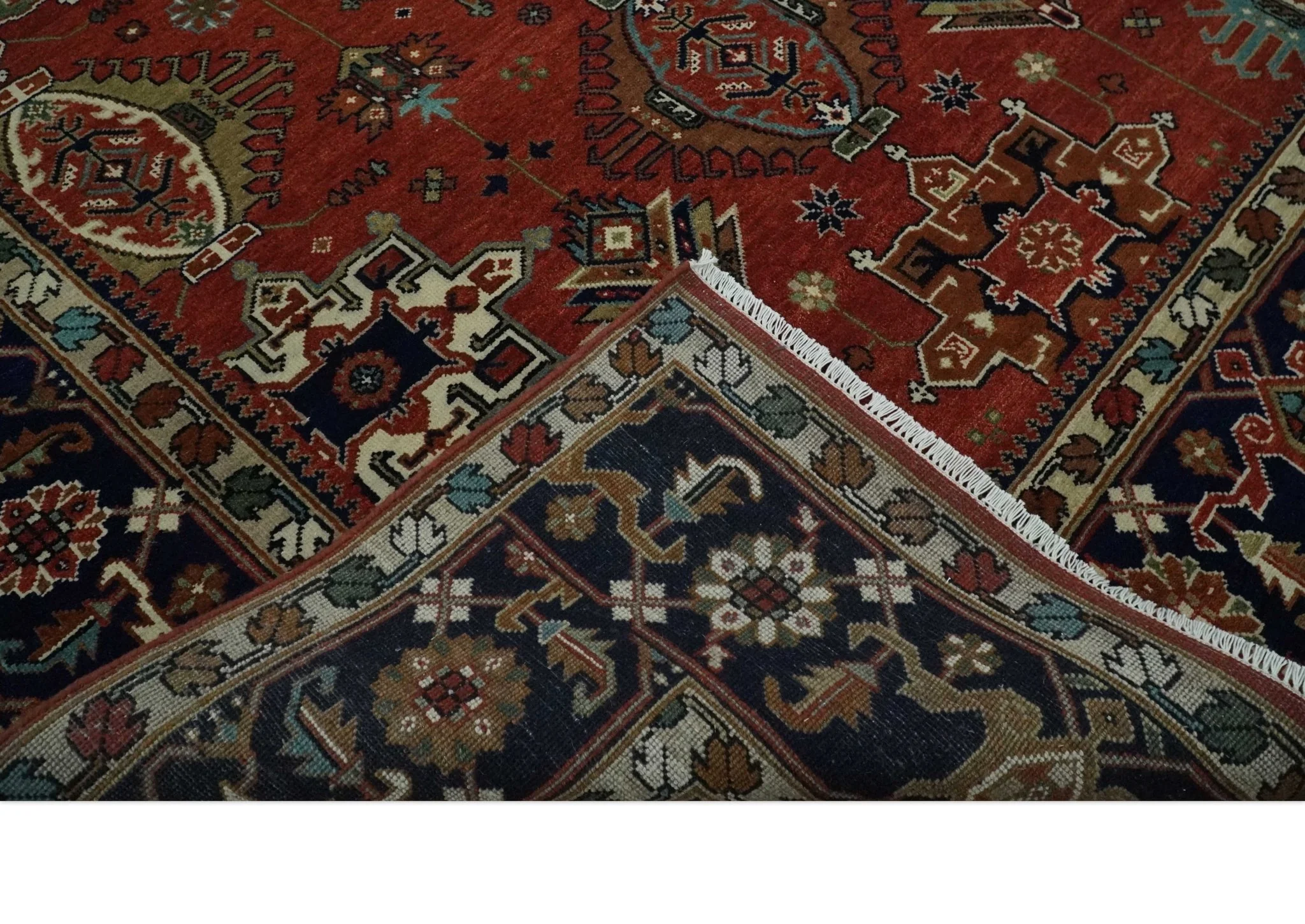 8x10 Wool Traditional Persian Rust and Black Hand knotted Serapi Area Rug | TRDCP1057810 - Image 6
