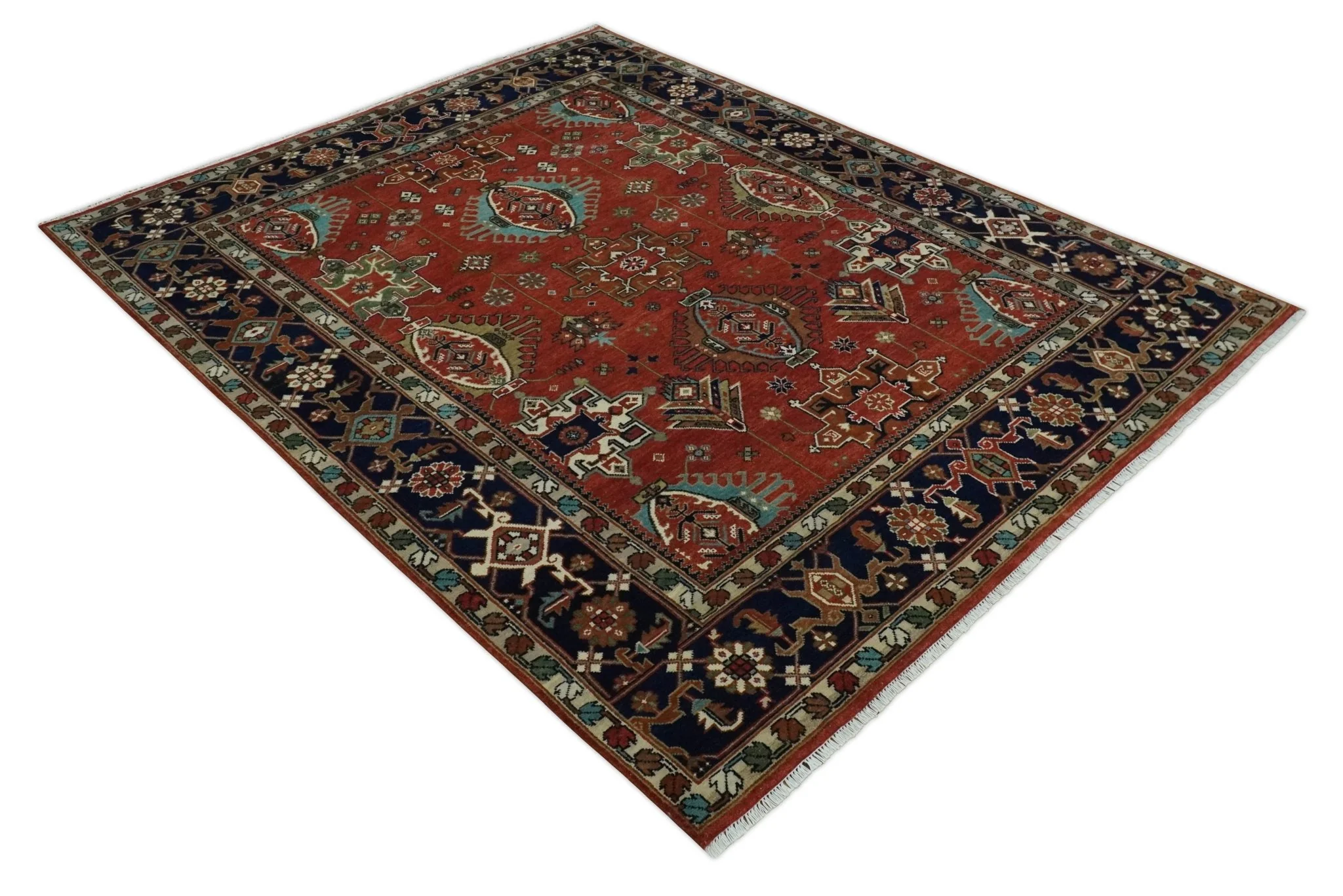 8x10 Wool Traditional Persian Rust and Black Hand knotted Serapi Area Rug | TRDCP1057810 - Image 8