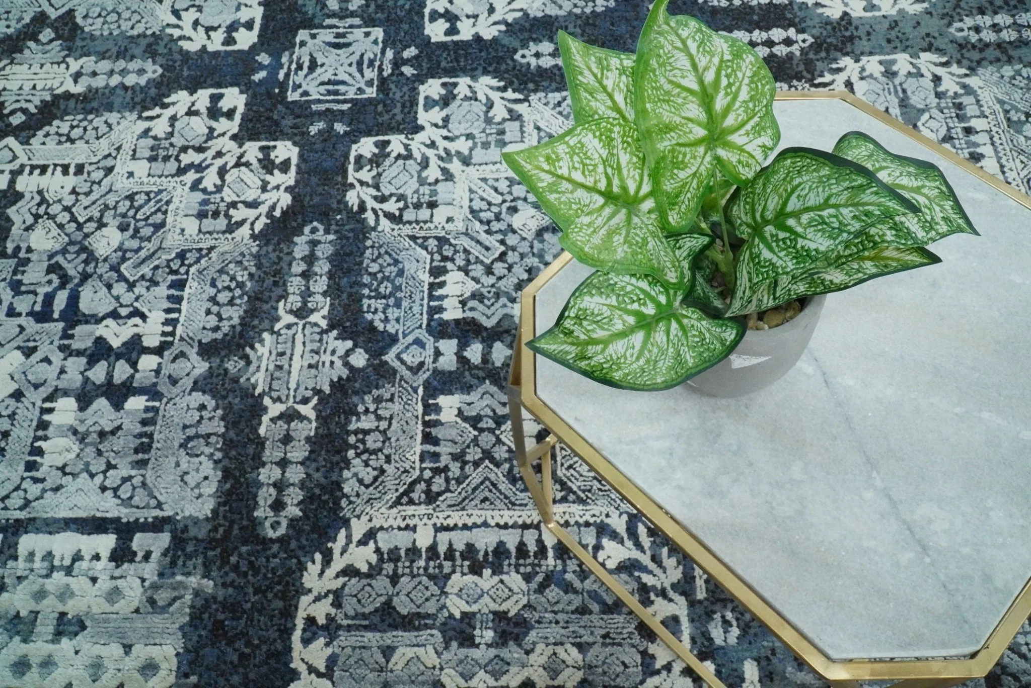 Blue and Silver 8x10 Rug Traditional Handmade Wool and Bamboo Silk Area Rug | TRD1786810 - Image 5