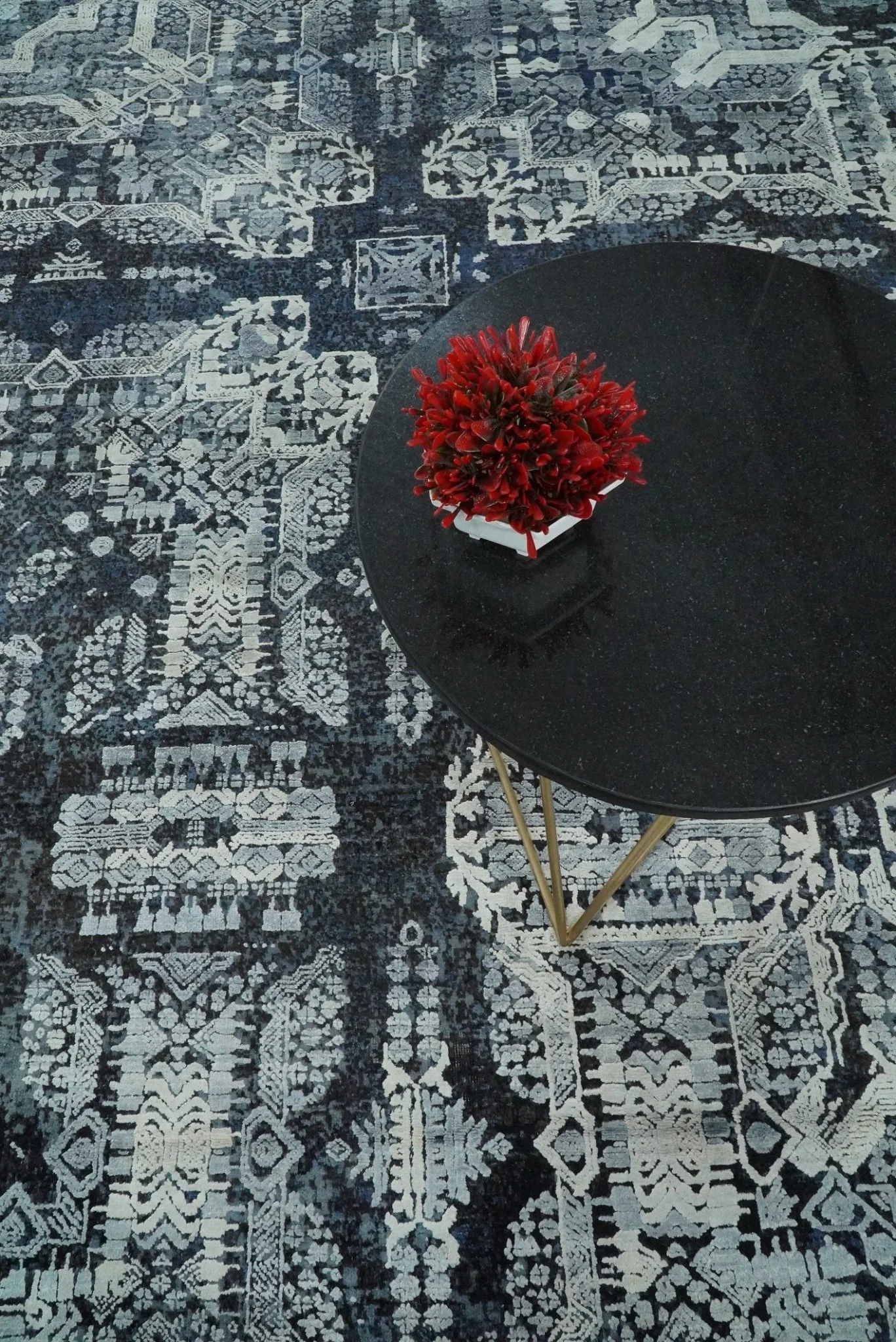 Blue and Silver 8x10 Rug Traditional Handmade Wool and Bamboo Silk Area Rug | TRD1786810 - Image 7