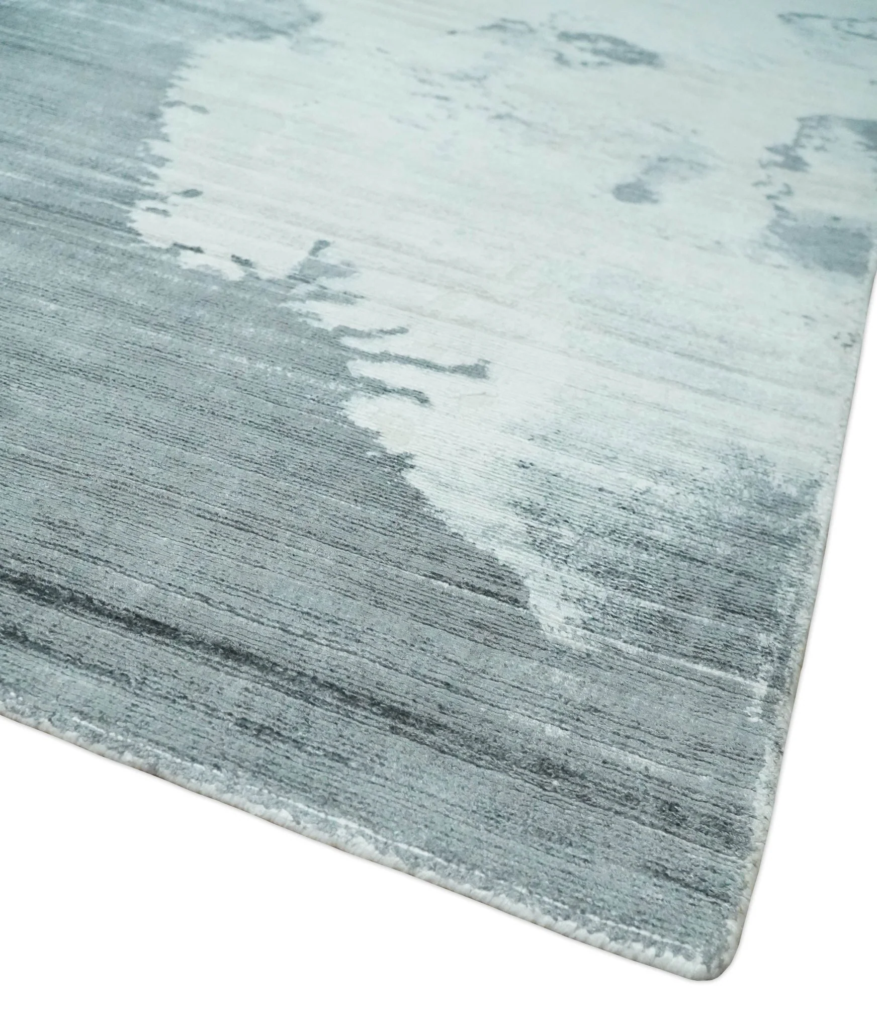8x10 Silver, Ivory and Charcoal Modern Abstract Hand Loomed Art Silk Area Rug - Image 5
