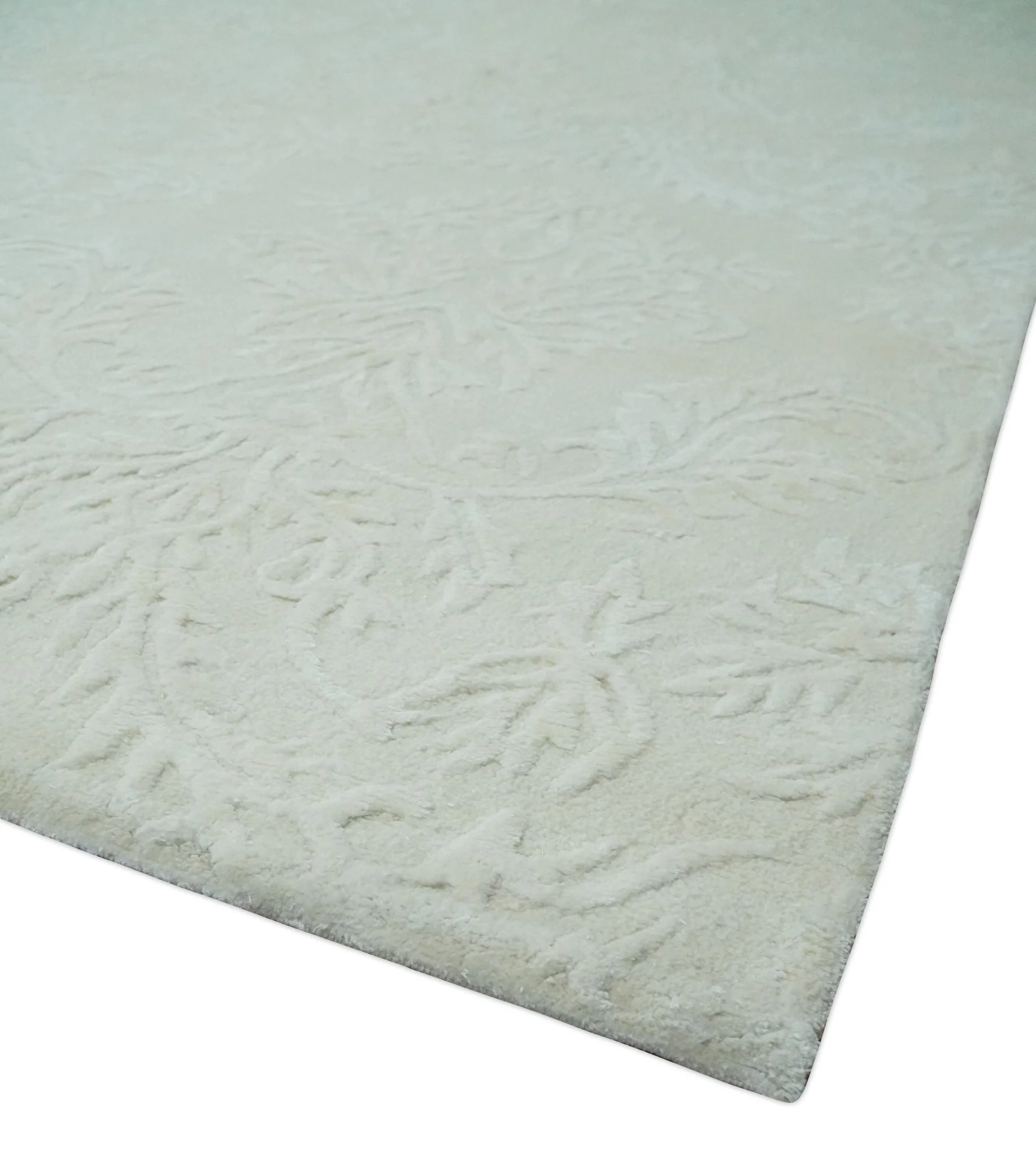 8x11 Beige and Silver Hand Woven and Carved Modern Art Silk Area Rug - Image 5