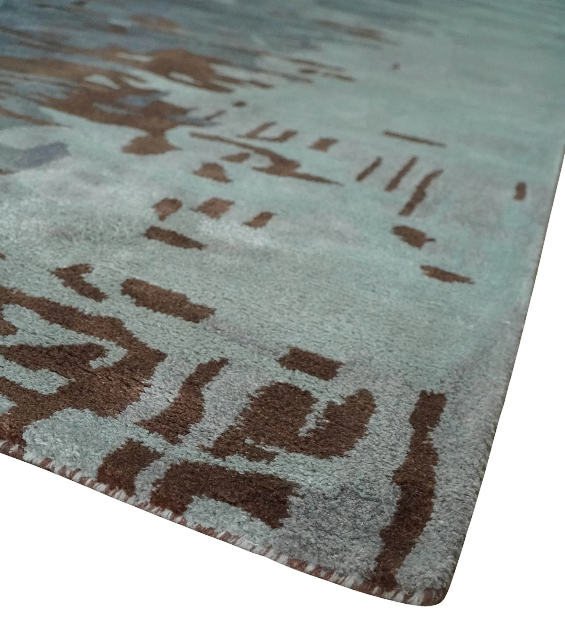 8x11 Gray, Silver and Brown Modern Abstract Hand Tufted wool and Art silk Area Rug - Image 5