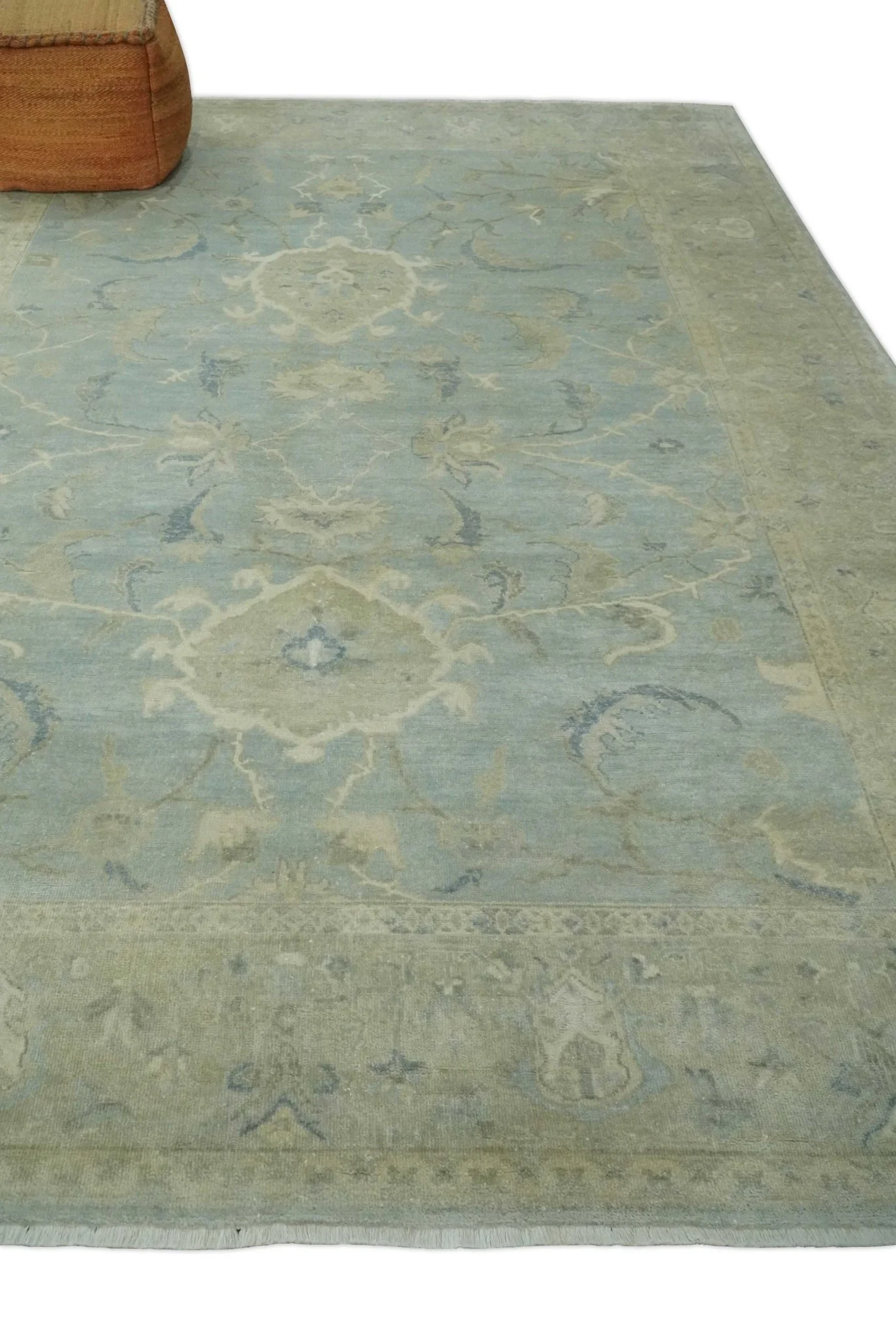 8x11 Hand Knotted Silver and Beige Traditional Wool Area Rug, Kids, Living Room and Bedroom Rug - Image 3