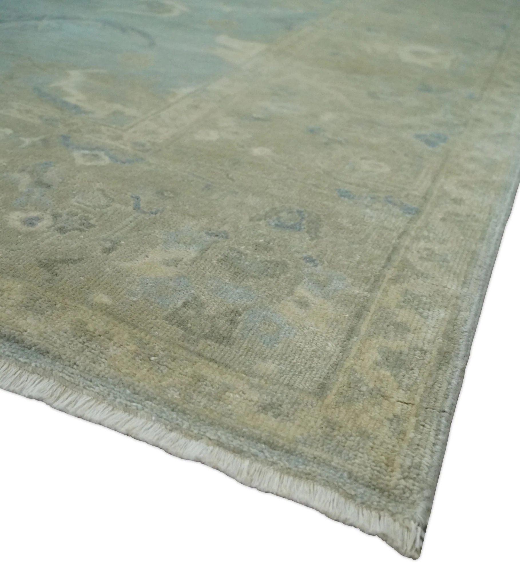 8x11 Hand Knotted Silver and Beige Traditional Wool Area Rug, Kids, Living Room and Bedroom Rug - Image 5