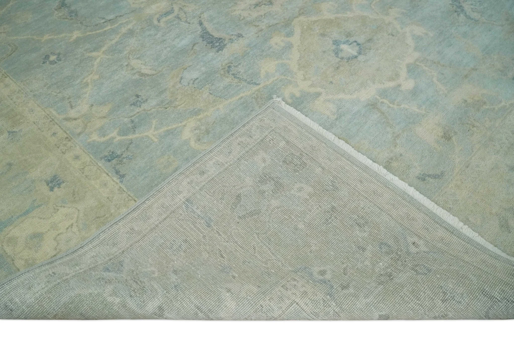 8x11 Hand Knotted Silver and Beige Traditional Wool Area Rug, Kids, Living Room and Bedroom Rug - Image 7