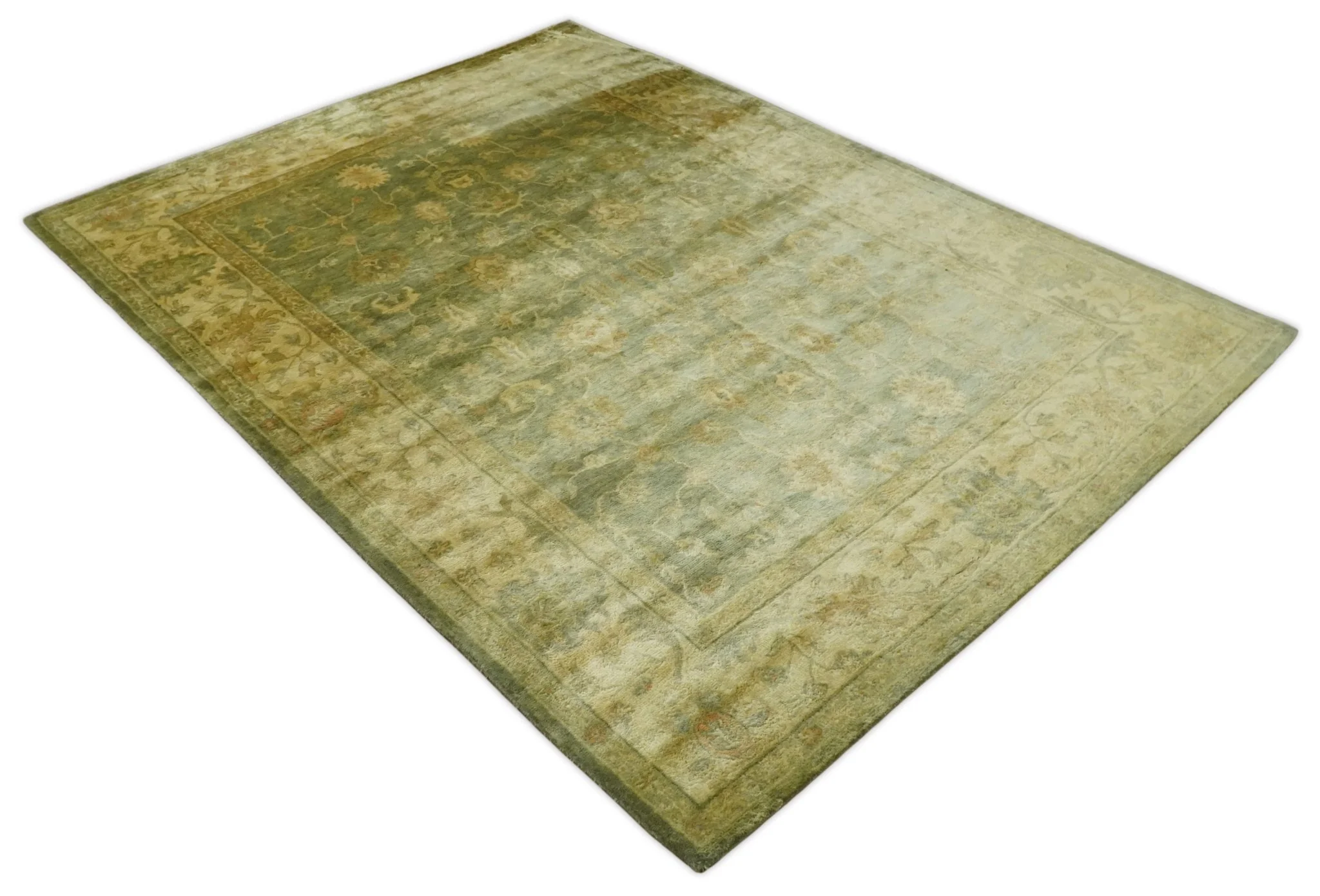 8x11 Vintage Persian Oushak Design Brown and Beige Antique Hand Tufted Wool Area Rug | BAN5 - Image 7