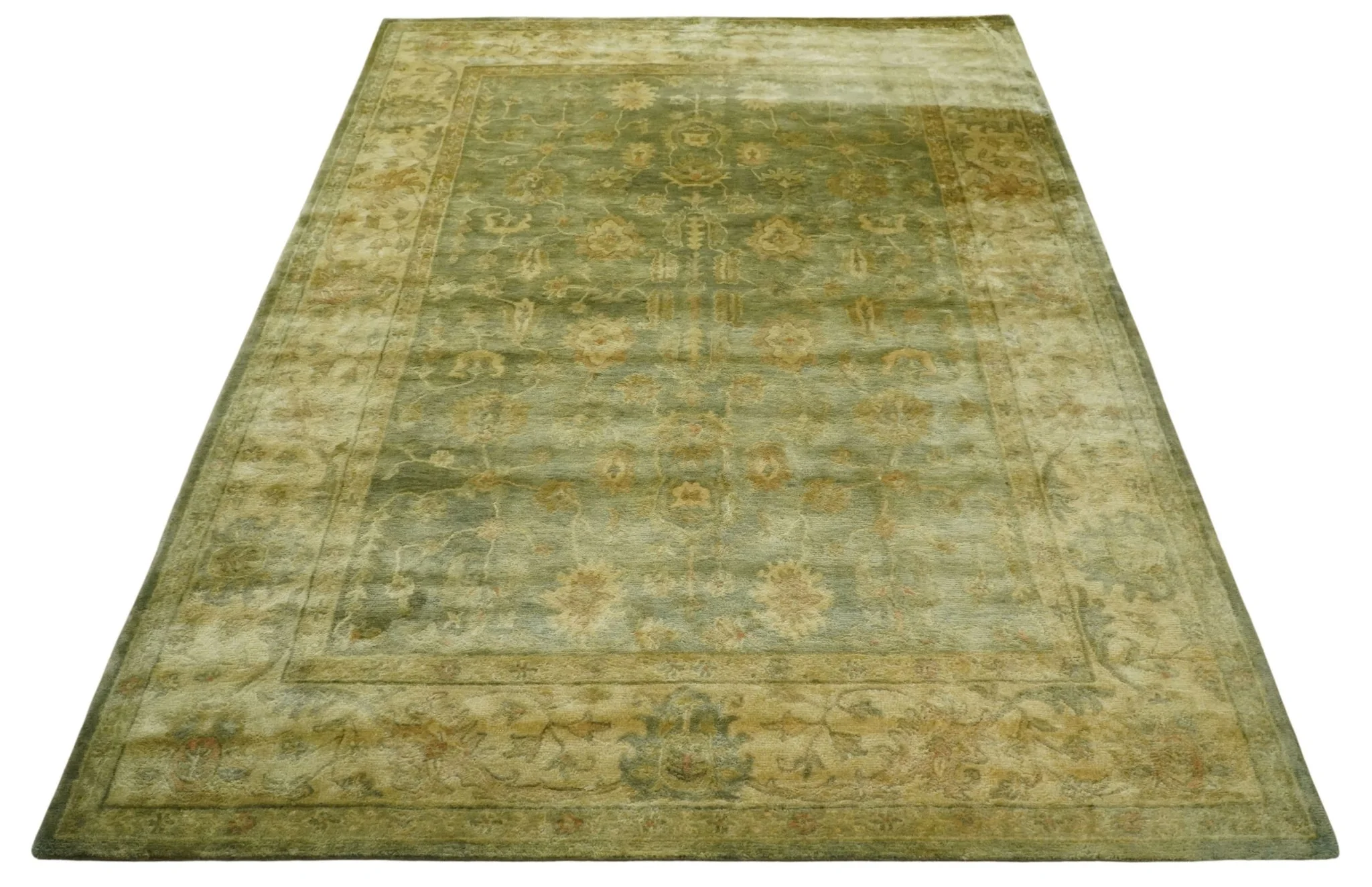 8x11 Vintage Persian Oushak Design Brown and Beige Antique Hand Tufted Wool Area Rug | BAN5 - Image 8