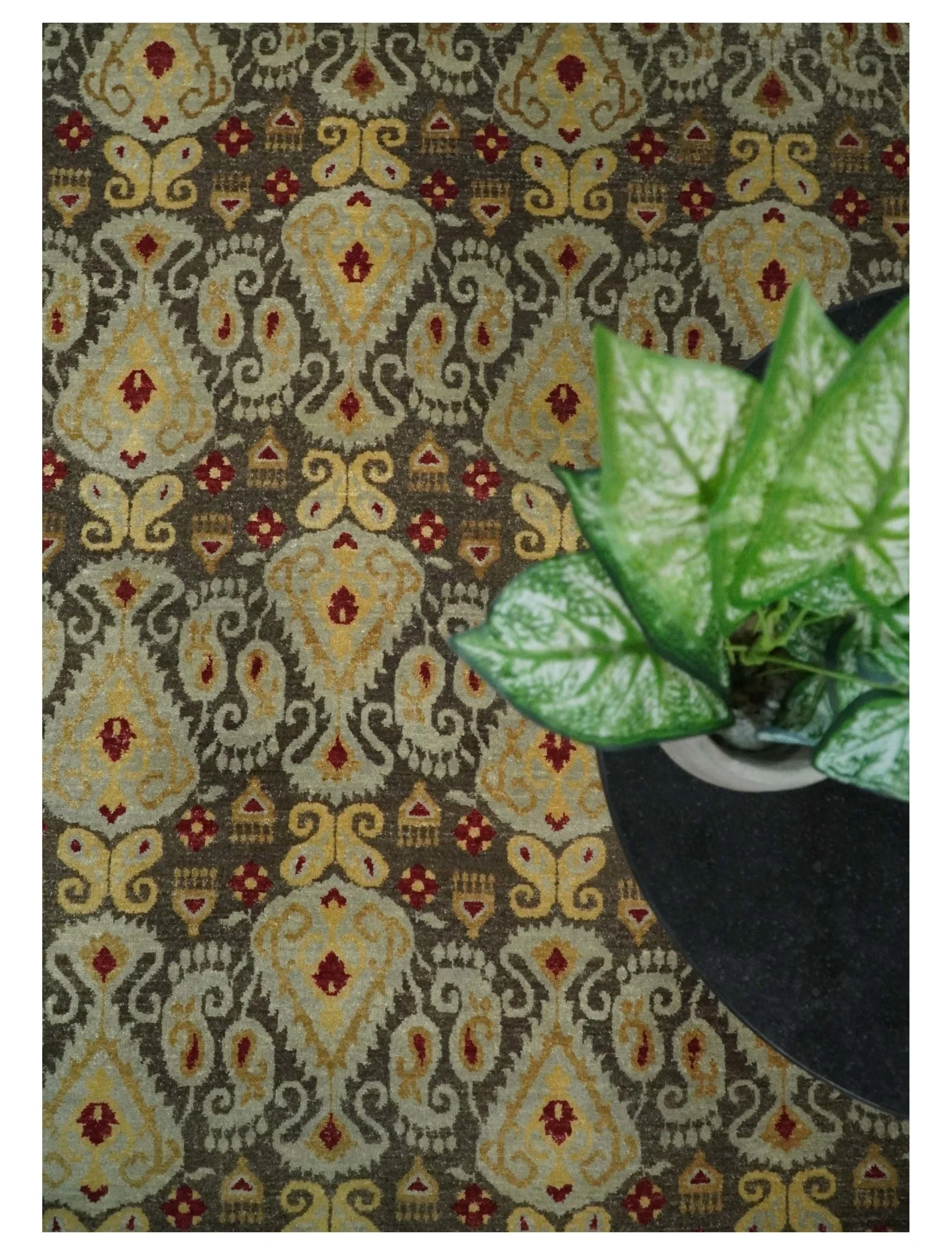 8x8 Round Fine Hand Knotted Brown and Beige Traditional Vintage Persian Style Antique Wool Rug | AGR48 - Image 6