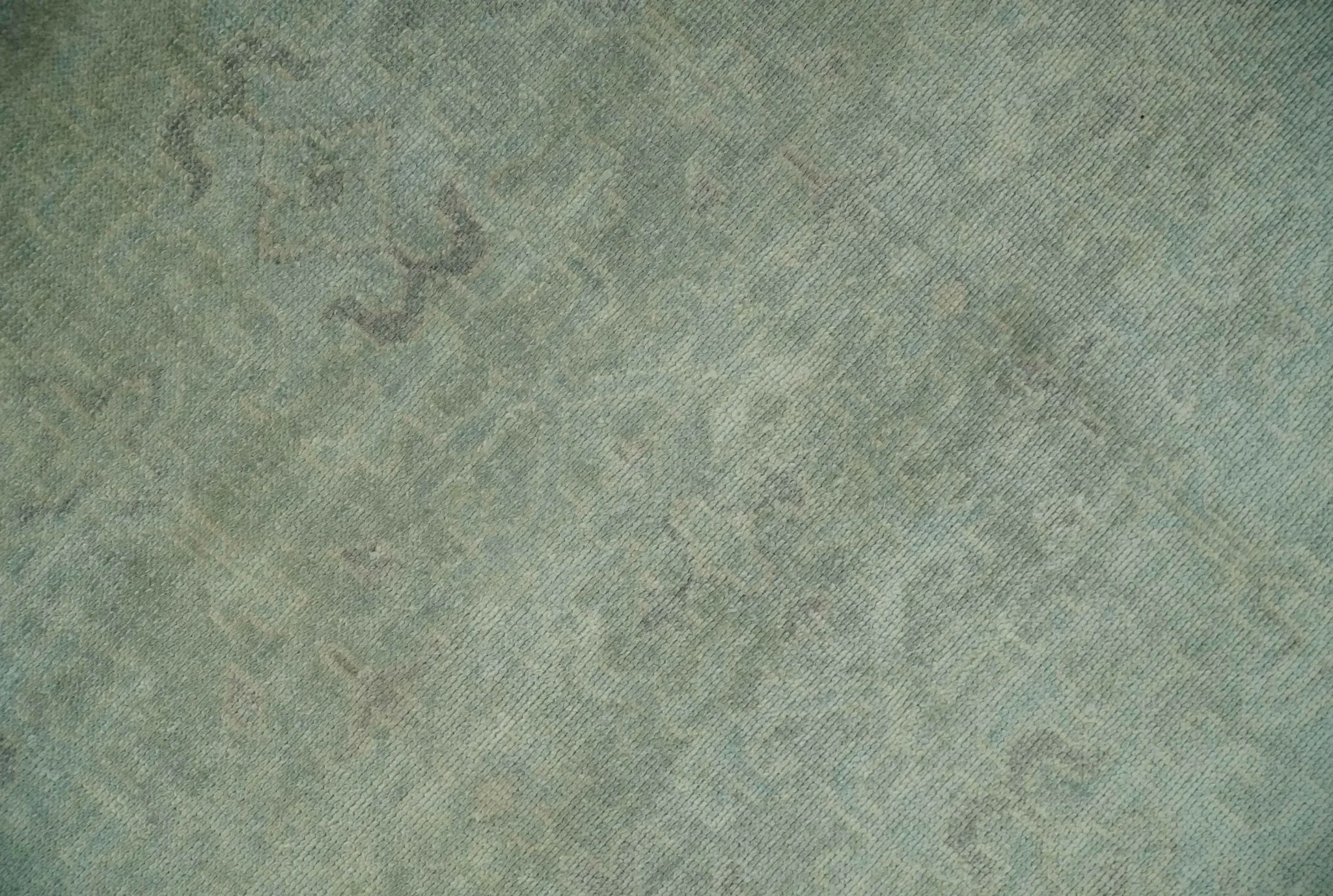 Large 9x12 Traditional Antique Style Beige and Aqua Turkish Knot Wool Rug - Image 4