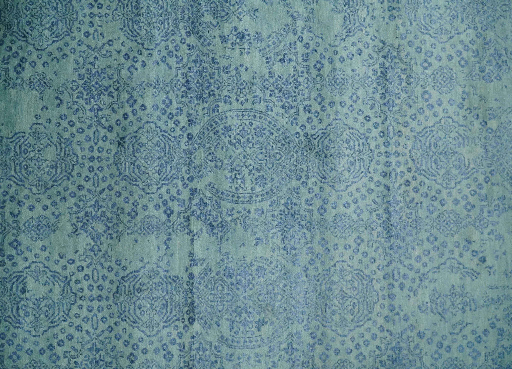 9x12 Fine Hand Knotted Blue and Teal Traditional Vintage Persian Style Antique Wool Rug | AGR33 - Image 11