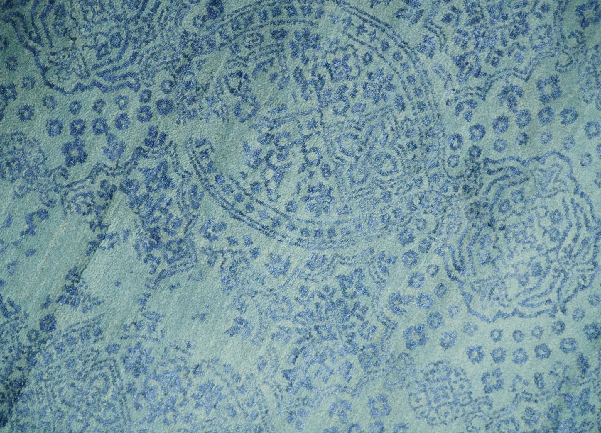 9x12 Fine Hand Knotted Blue and Teal Traditional Vintage Persian Style Antique Wool Rug | AGR33 - Image 4