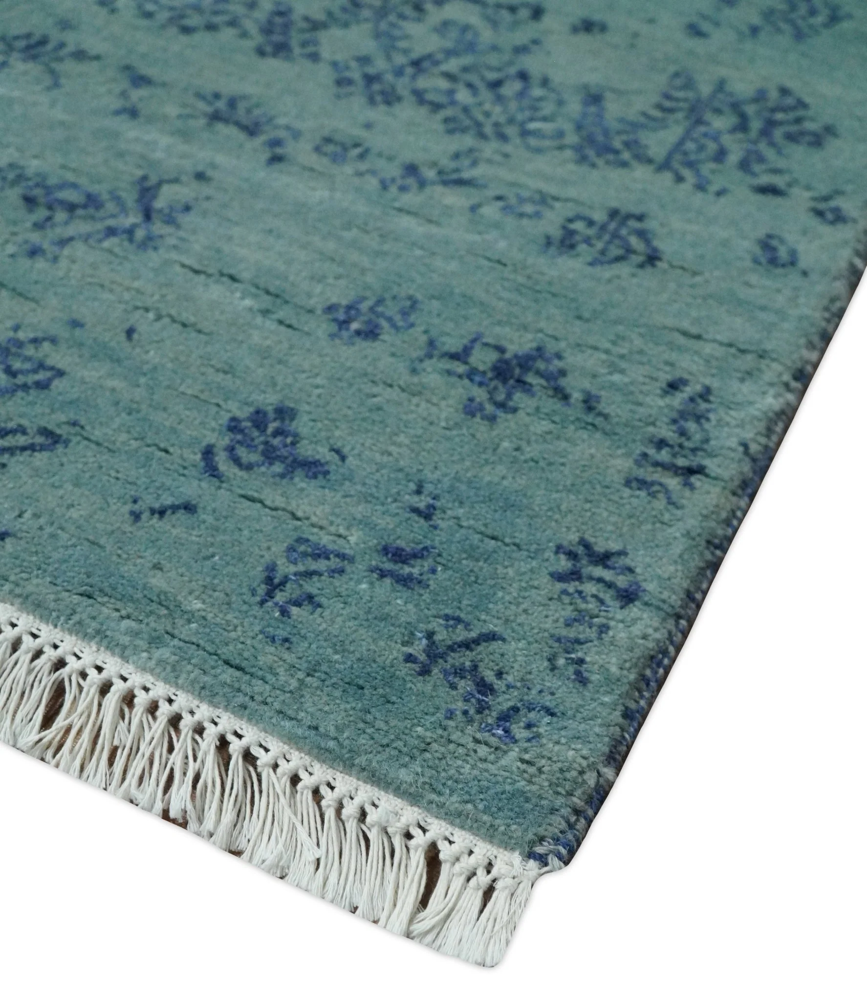 9x12 Fine Hand Knotted Blue and Teal Traditional Vintage Persian Style Antique Wool Rug | AGR33 - Image 5