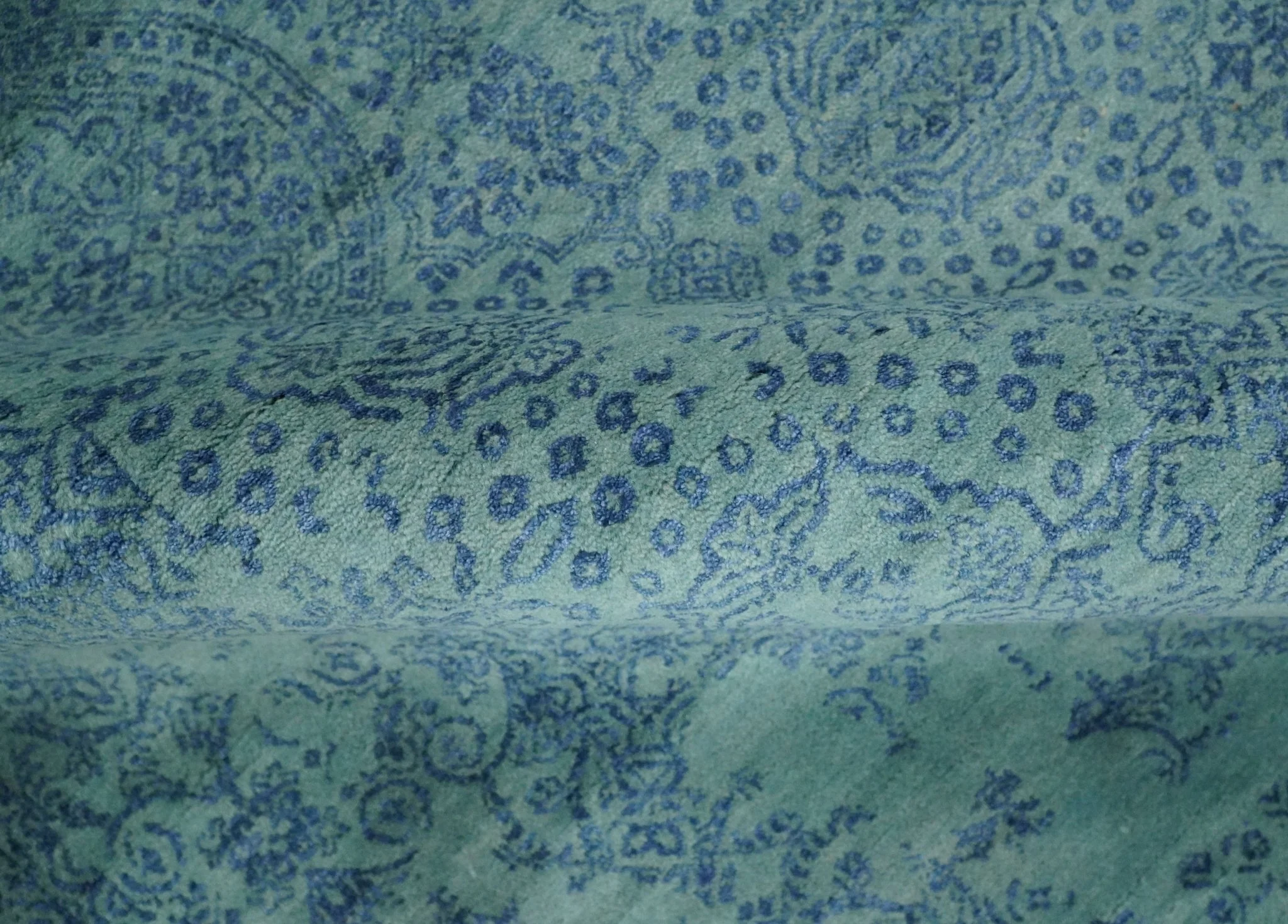 9x12 Fine Hand Knotted Blue and Teal Traditional Vintage Persian Style Antique Wool Rug | AGR33 - Image 8