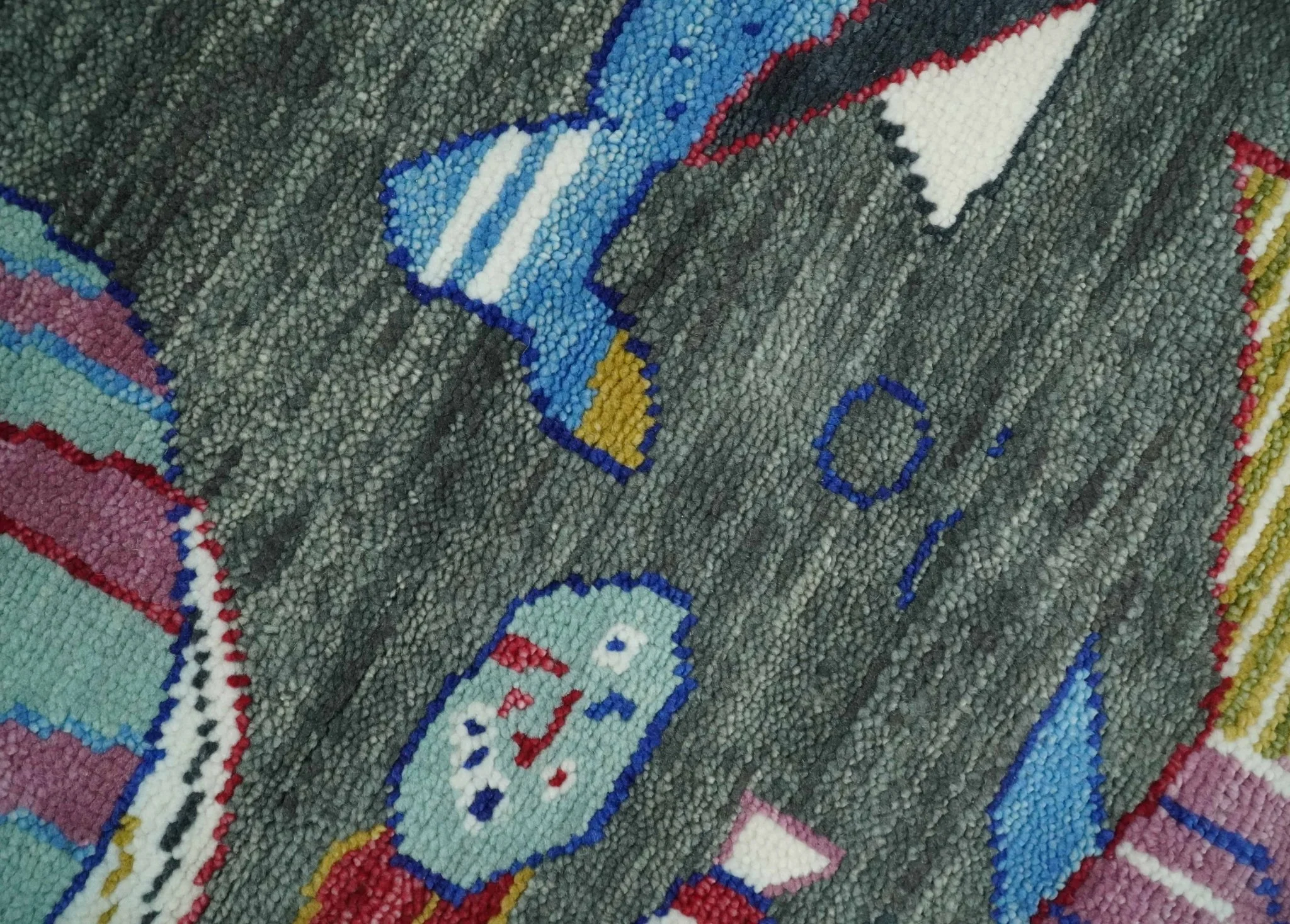 The Sea Life vibrant Colorful Fish Gray Rug Hand Knotted Multi Size Wool Area Rug - Image 4