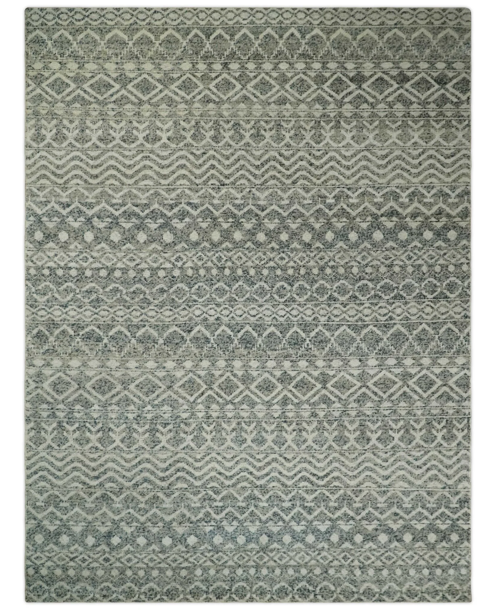 8x10, 9x12 and 10x14 Hand Knotted Blue, Beige and Camel Modern Contemporary Southwestern Tribal Trellis Recycled Silk Area Rug | OP13 - Image 13