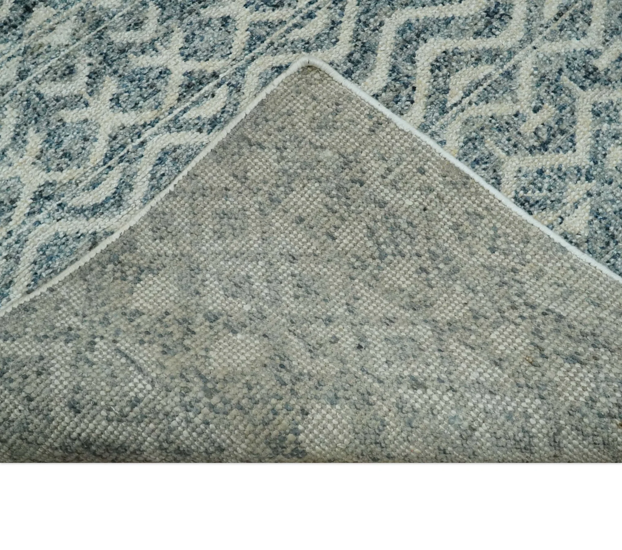 8x10, 9x12 and 10x14 Hand Knotted Blue, Beige and Camel Modern Contemporary Southwestern Tribal Trellis Recycled Silk Area Rug | OP13 - Image 8