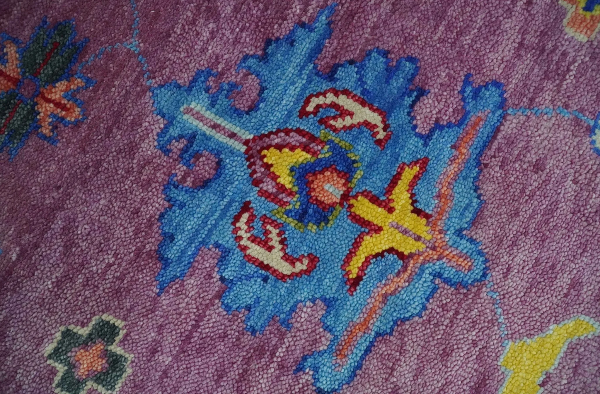 9x12 Antique Hand Knotted Purple, Beige and Blue Traditional Vintage Oushak Wool Rug | TRDCP1352912 - Image 4