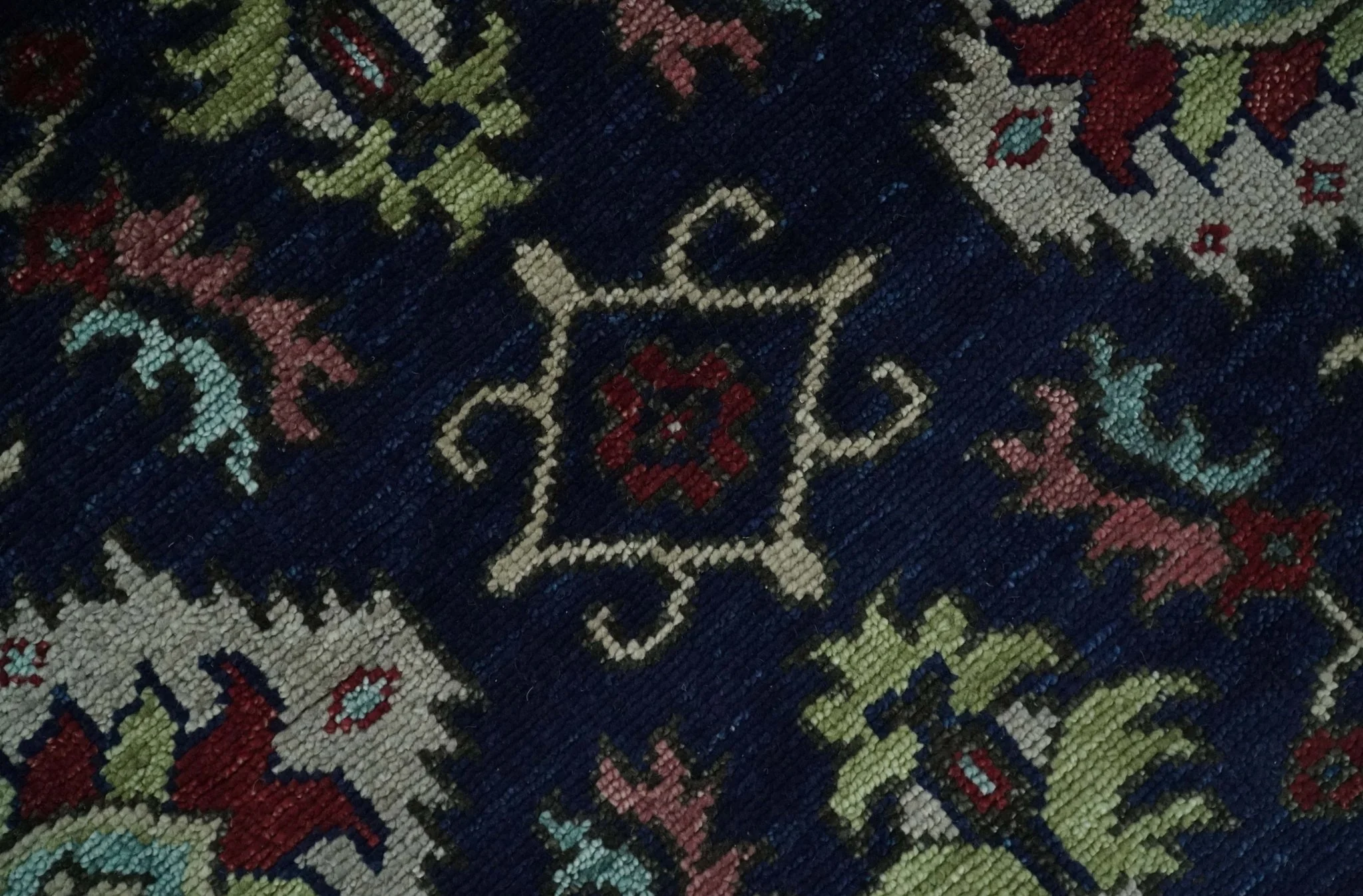 9x12 Blue, Beige and Rust Traditional Persian Oushak Wool Rug | TRDCP1086912S - Image 4