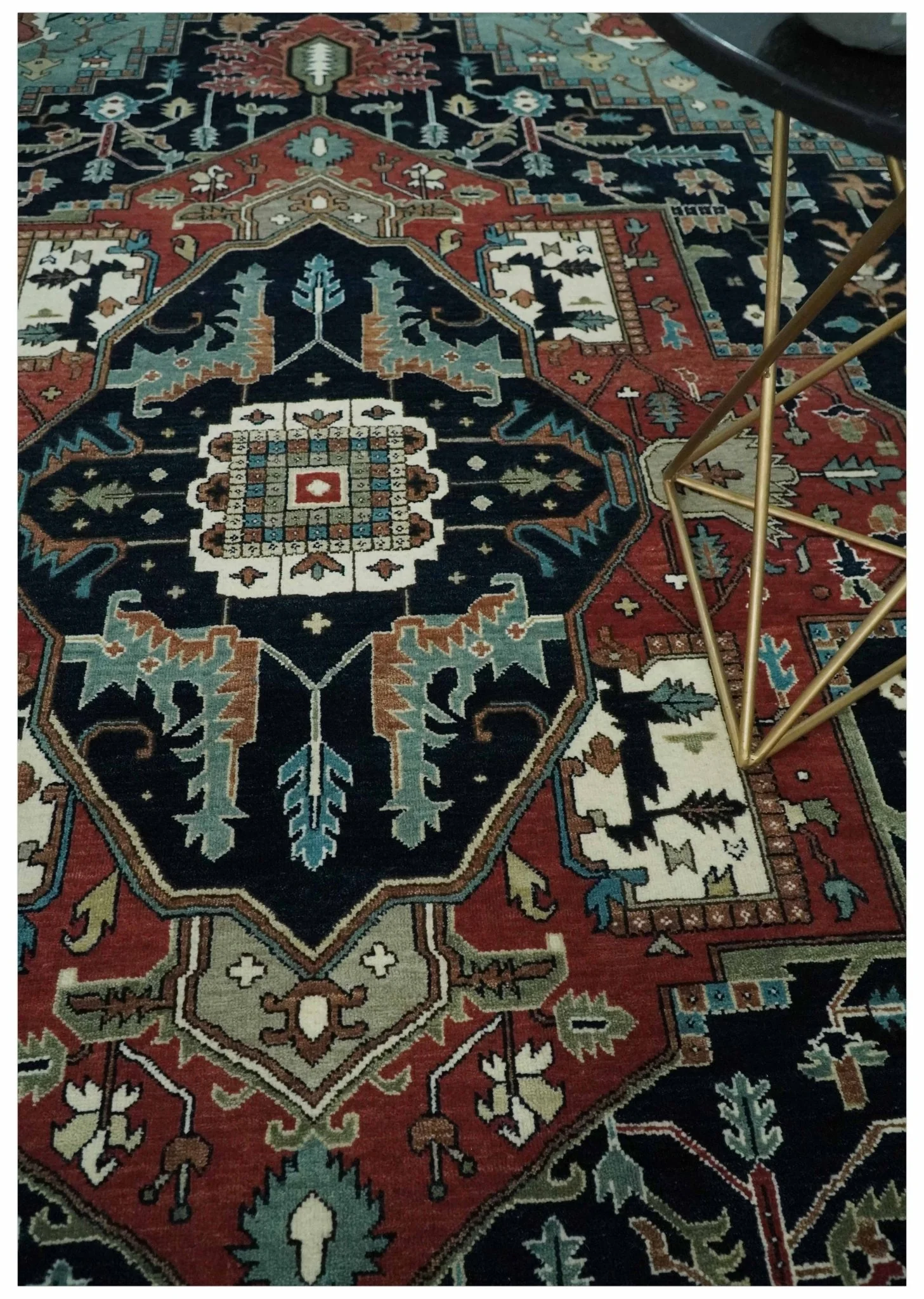 Fine 9x12 Hand Knotted Brown, Black, Blue and Ivory Traditional Wool Area Rug - Image 2